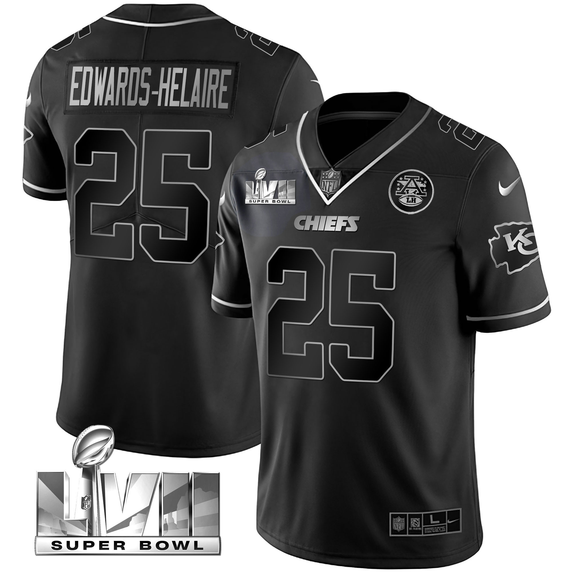 Clyde Edwards-Helaire Men's Kansas City Chiefs Super Bowl Vapor Gold Black Silver Jersey - All Stitched
