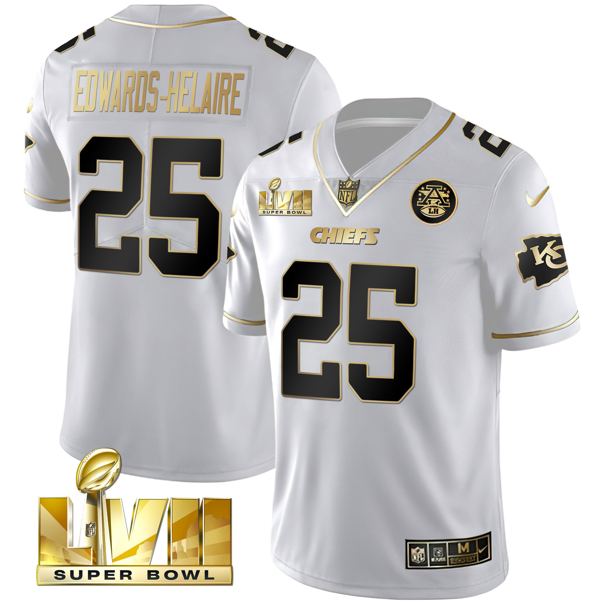 Clyde Edwards-Helaire Men's Kansas City Chiefs Super Bowl Vapor Gold White Gold Jersey - All Stitched