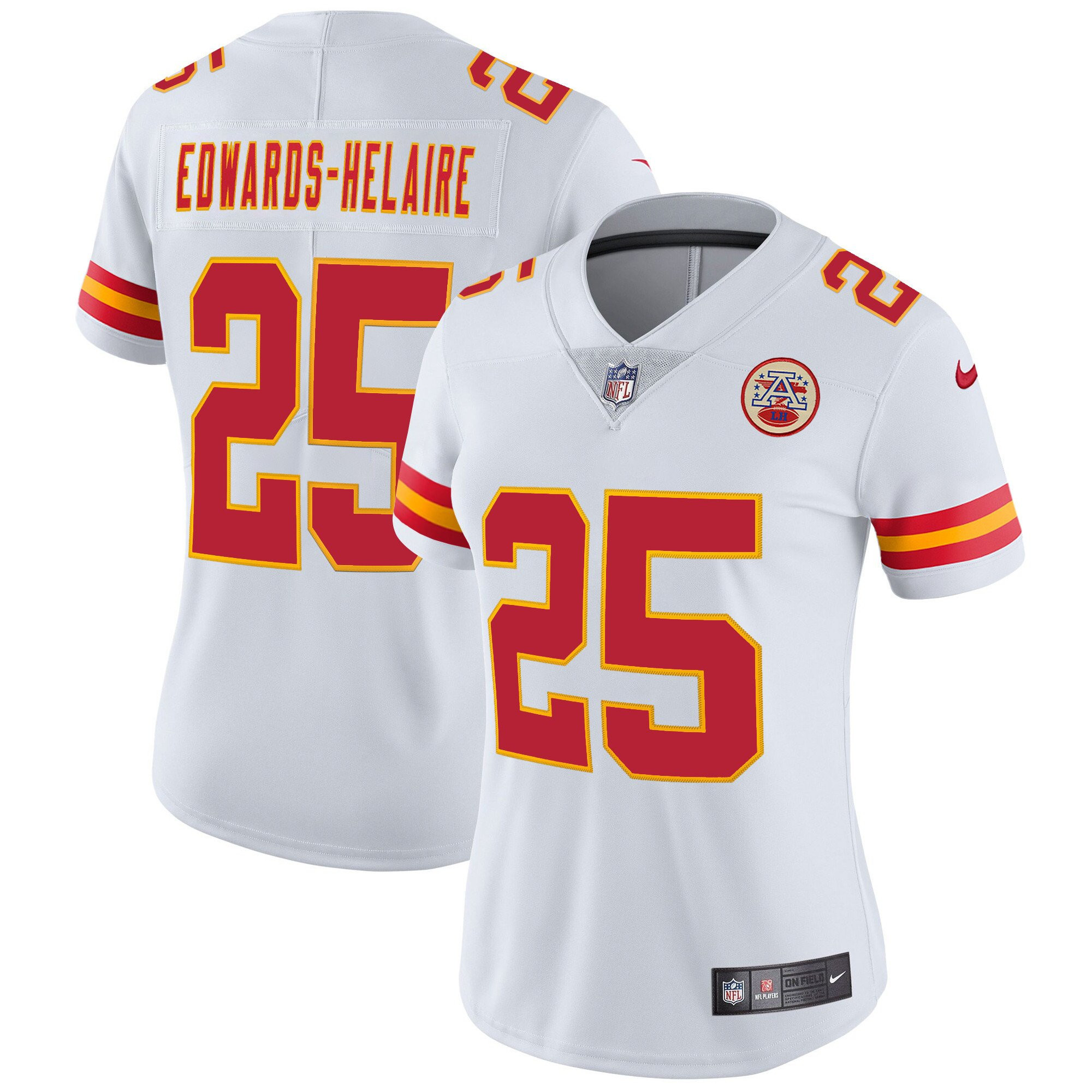 Clyde Edwards-Helaire Women's Kansas City Chiefs Player Vapor White Jersey - All Stitched
