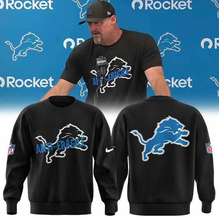 Coach Dan Campbell Men's Lions Anti-Fragile 2025 Black Sweatshirt