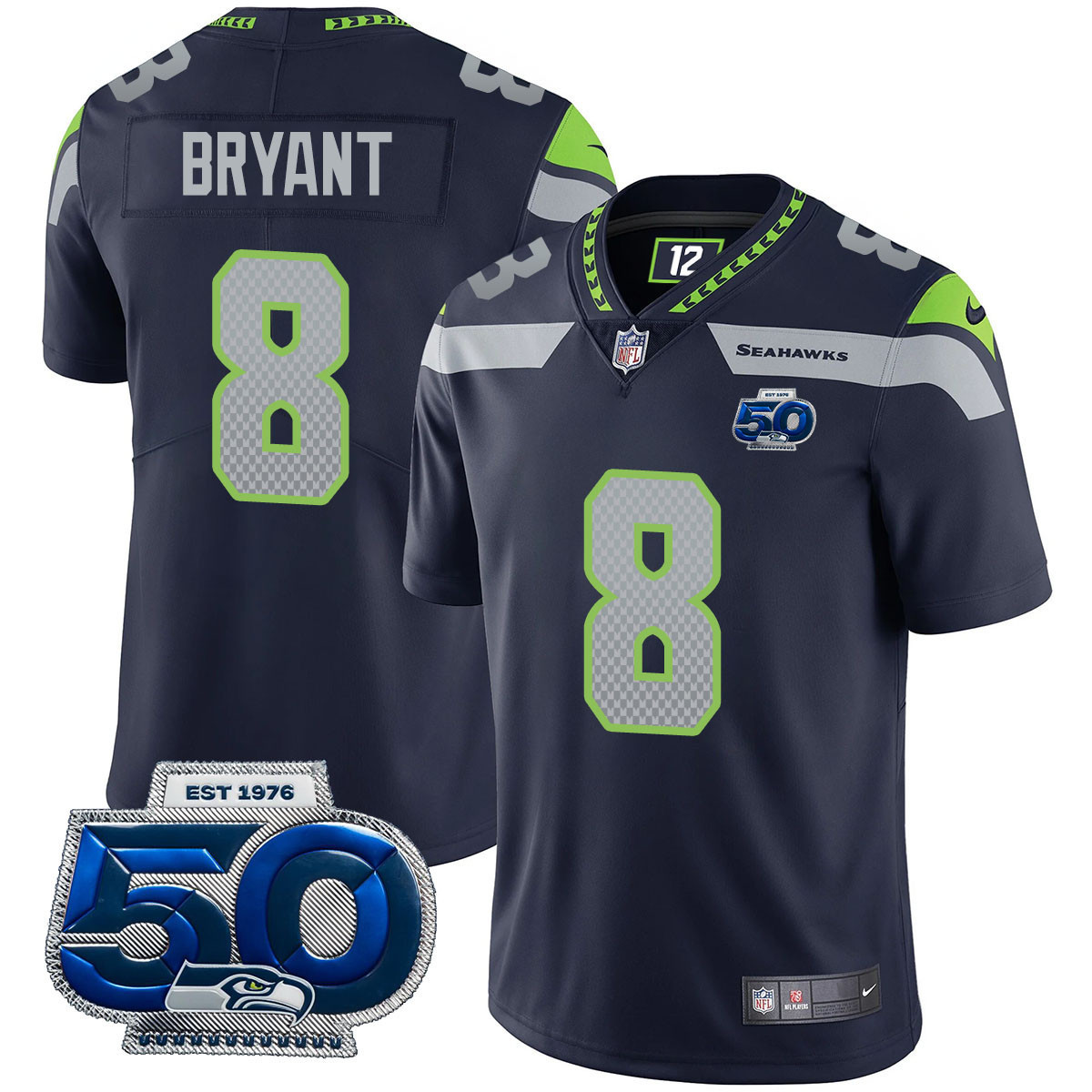 Coby Bryant - 8 Men's Seattle Seahawks 50th Season Vapor Limited Royal Jersey - All Stitched