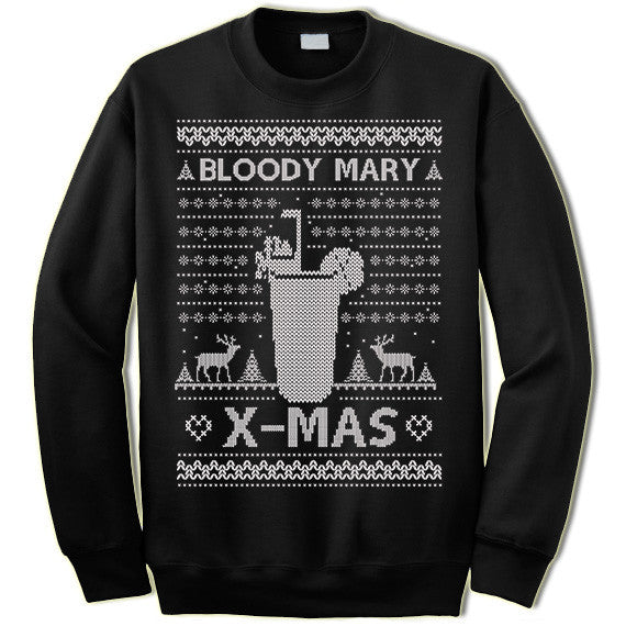Cocktail Ugly Christmas Sweatshirt. Bloody Mary X-Mas.