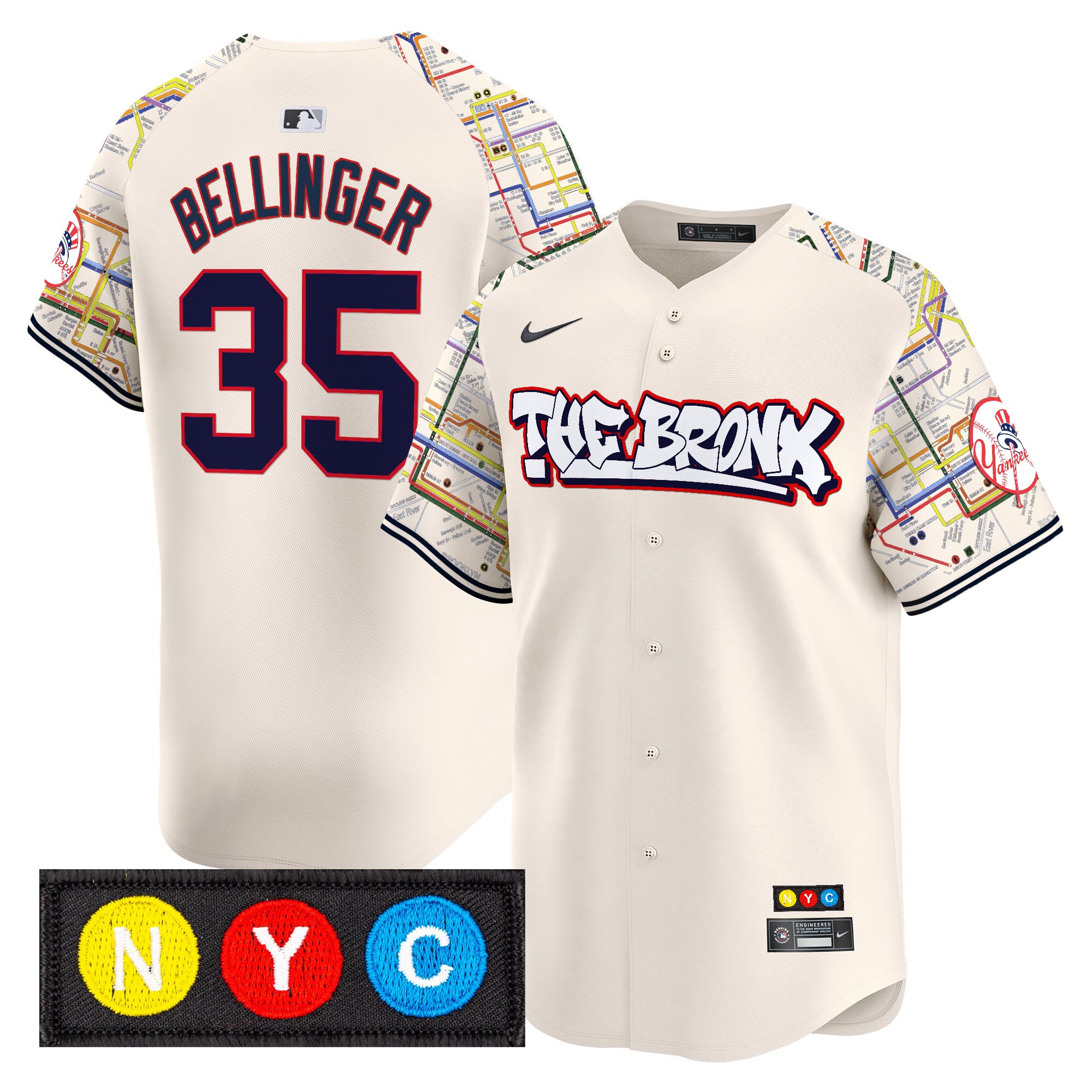 Cody Bellinger Men's New York Yankees The Bronx Subway Style Vapor Premier Limited Cream Jersey - Stitched
