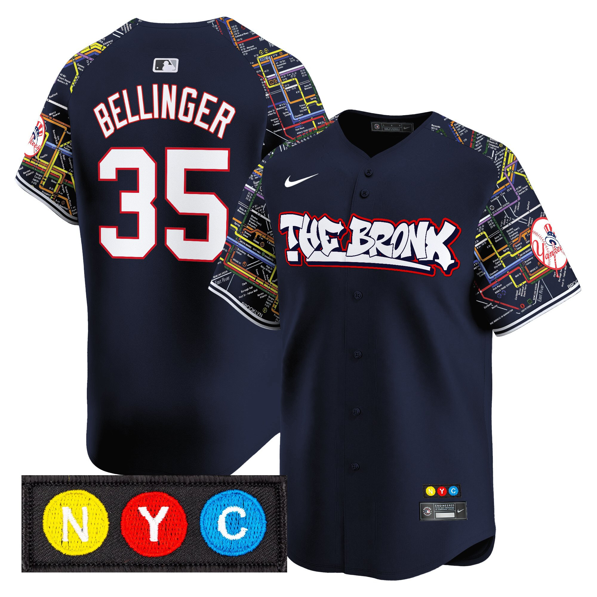 Cody Bellinger Men's New York Yankees The Bronx Subway Style Vapor Premier Limited Navy Jersey - Stitched