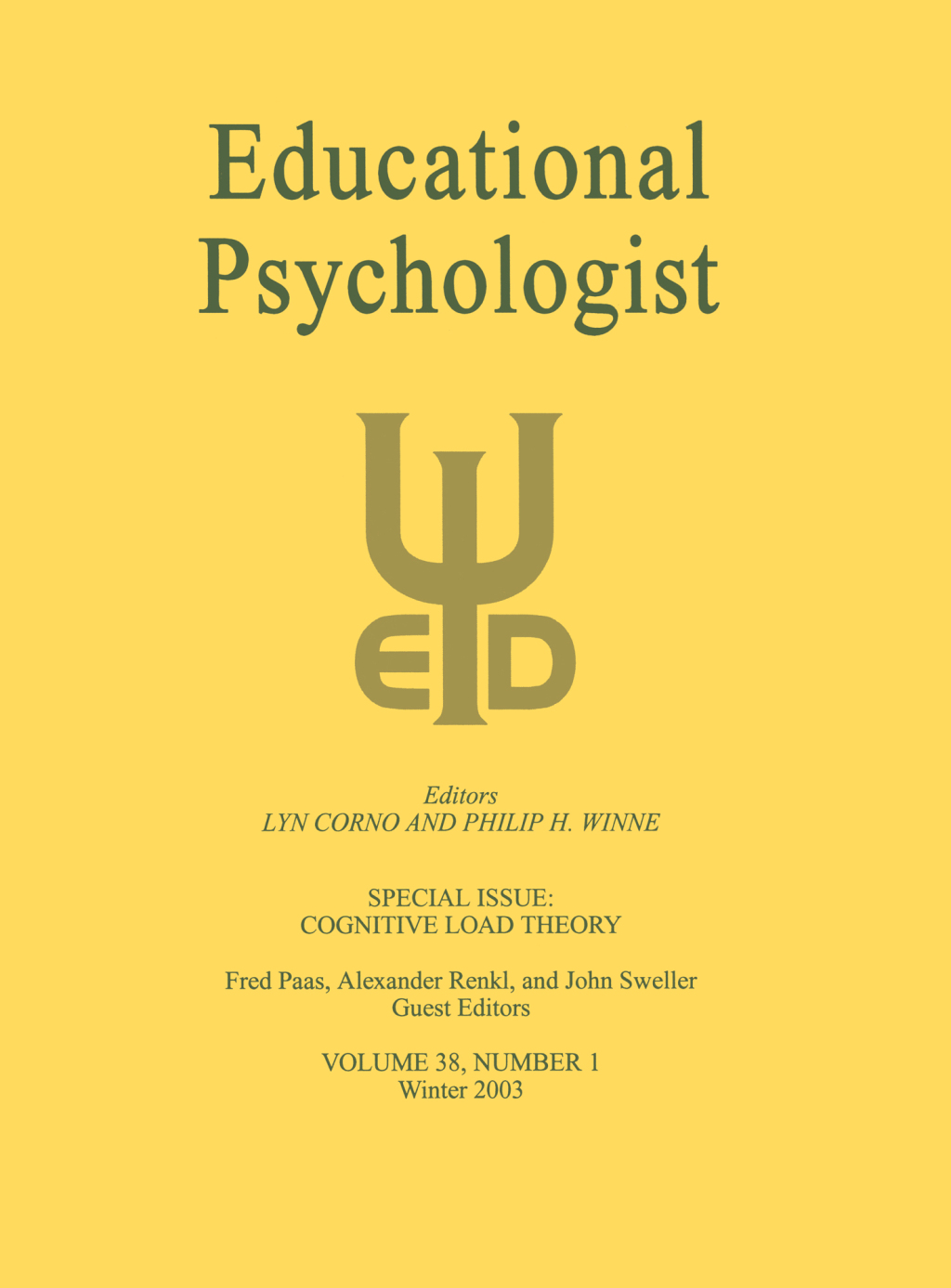 Cognitive Load Theory A Special Issue of educational Psychologist 1st ...