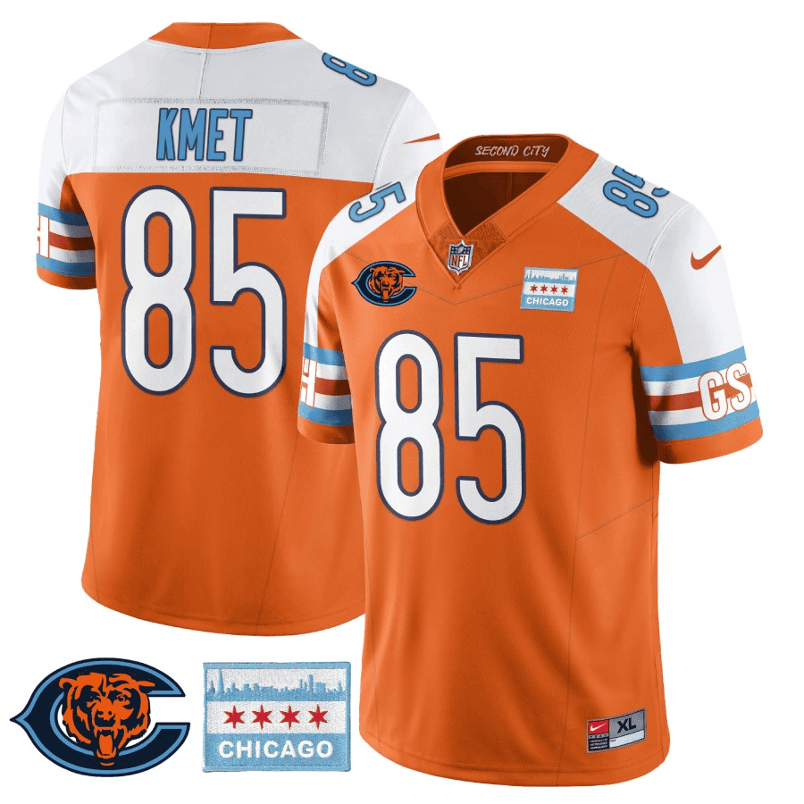 Cole Kmet MenÃ¢â‚¬â„¢s Chicago Bears City Edition GSH Orange Alternate Jersey - All Stitched