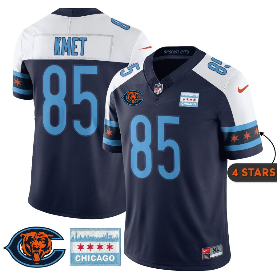 Cole Kmet MenÃ¢â‚¬â„¢s Chicago Bears City Edition Navy Alternate Jersey - All Stitched