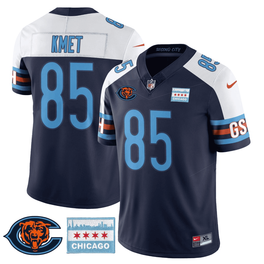 Cole Kmet MenÃƒÂ¯Ã‚Â¿Ã‚Â½s Chicago Bears City Edition GSH Navy Alternate Jersey - All Stitched