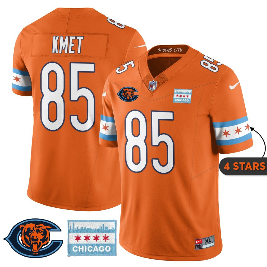 Cole Kmet MenÃ¯Â¿Â½s Chicago Bears City Edition Orange Jersey - All Stitched