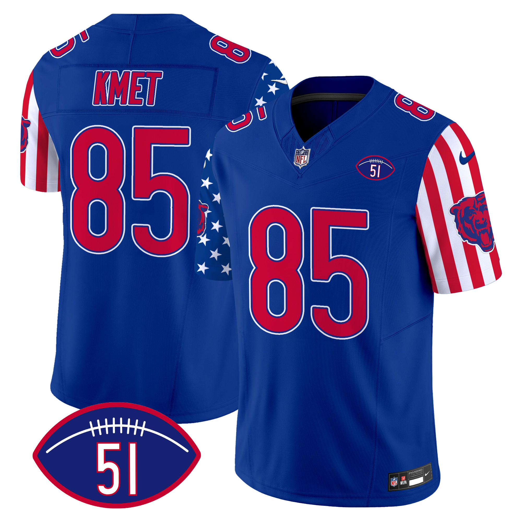 Cole Kmet Men's Chicago Bears American Style Vapor Limited Royal Jersey - All Stitched
