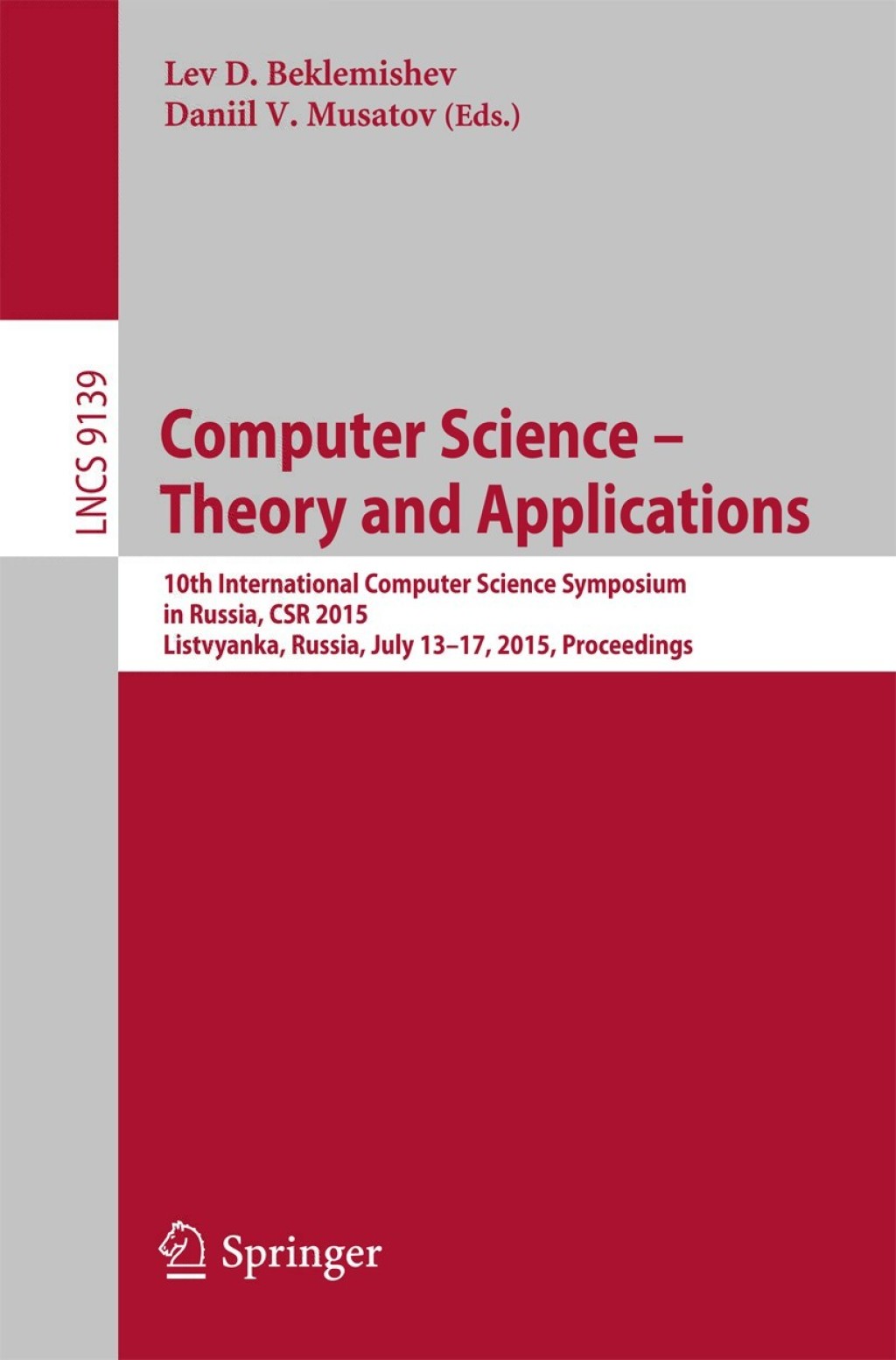 Computer Science — Theory and Applications 10th International Computer ...