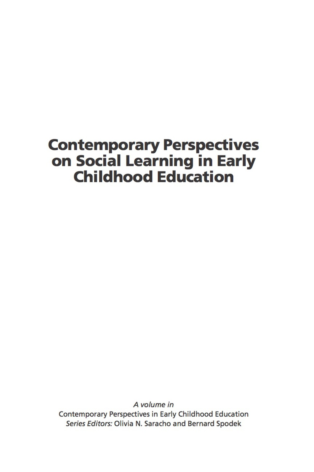 Contemporary Perspectives on Social Learning in Early Childhood ...
