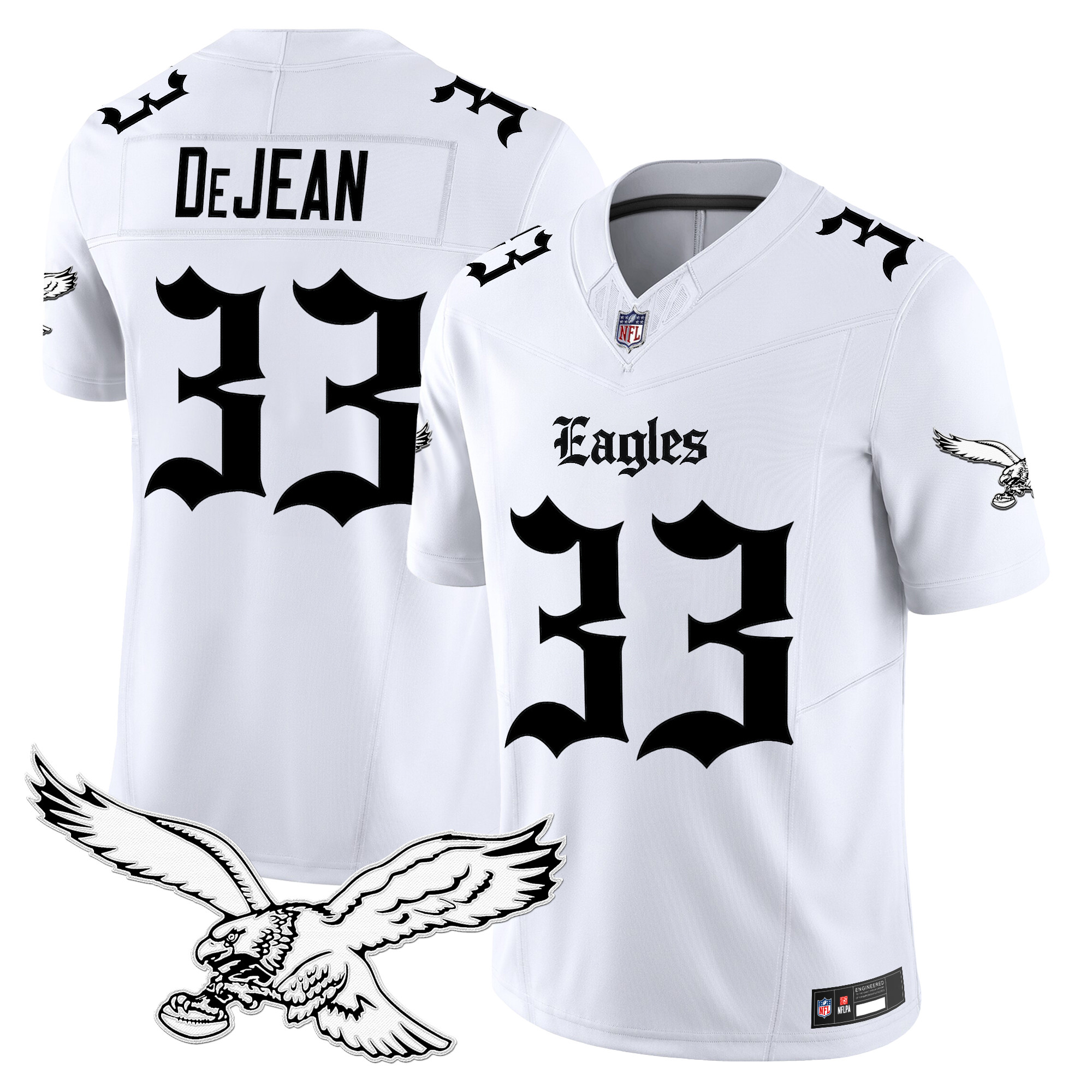 Cooper DeJean Men's Philadelphia Eagles 'Gothic Philly Edition' Vapor Limited White Jersey - All Stitched