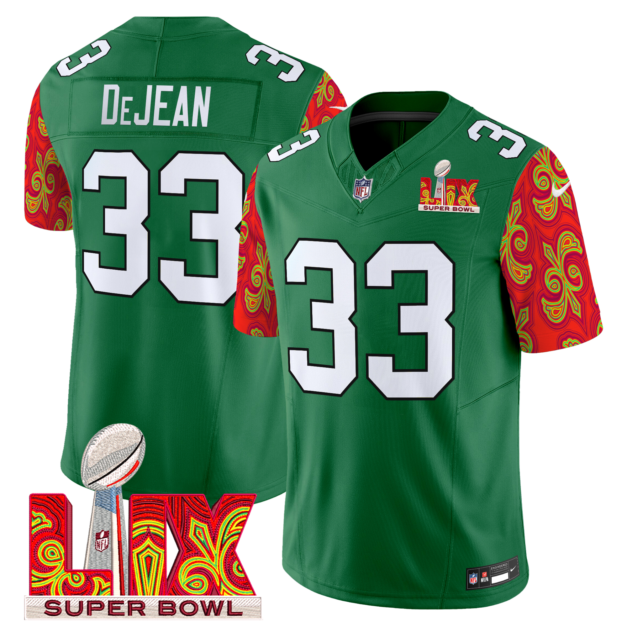 Cooper DeJean Men's Philadelphia Eagles Kelly Green Super Bowl LIX Style Vapor Limited Kelly Green Jersey - All Stitched