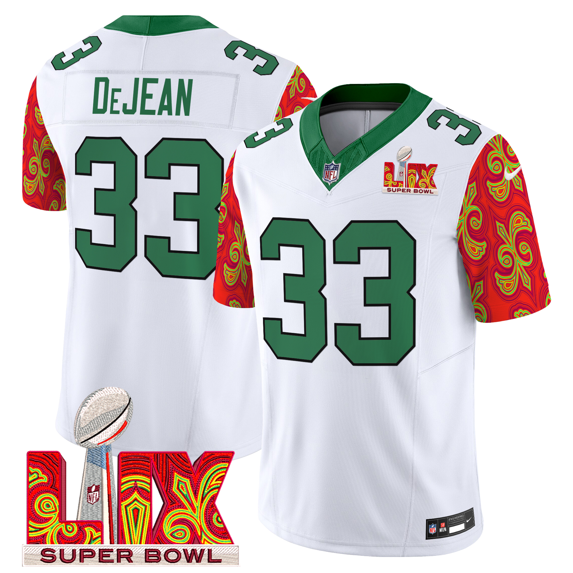 Cooper DeJean Men's Philadelphia Eagles Kelly Green Super Bowl LIX Style Vapor Limited Kelly White Jersey - All Stitched