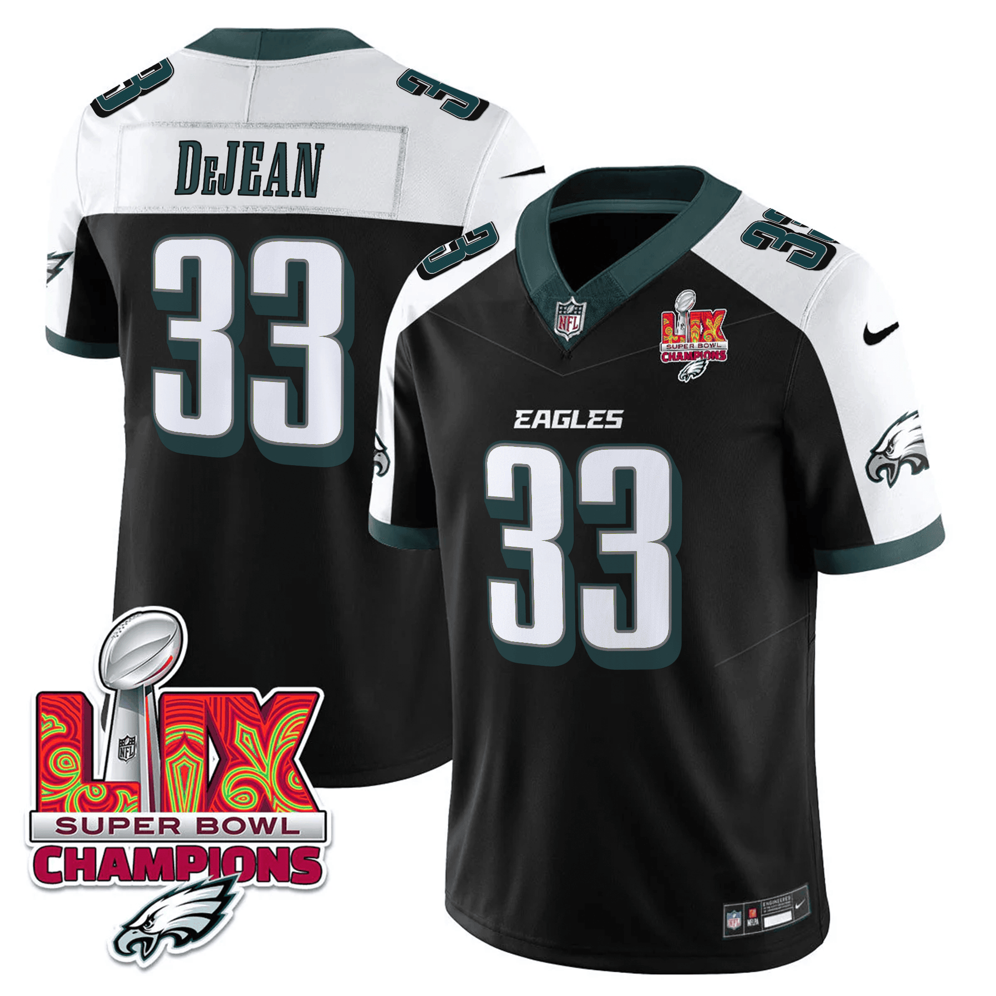 Cooper DeJean Men's Philadelphia Eagles Super Bowl LIX Champions Vapor Limited Black Alternate Jersey - All Stitched