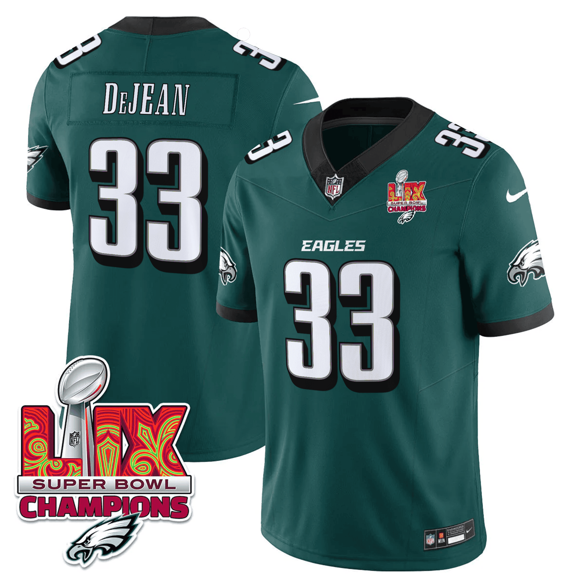 Cooper DeJean Men's Philadelphia Eagles Super Bowl LIX Champions Vapor Limited Midnight Green Jersey - All Stitched