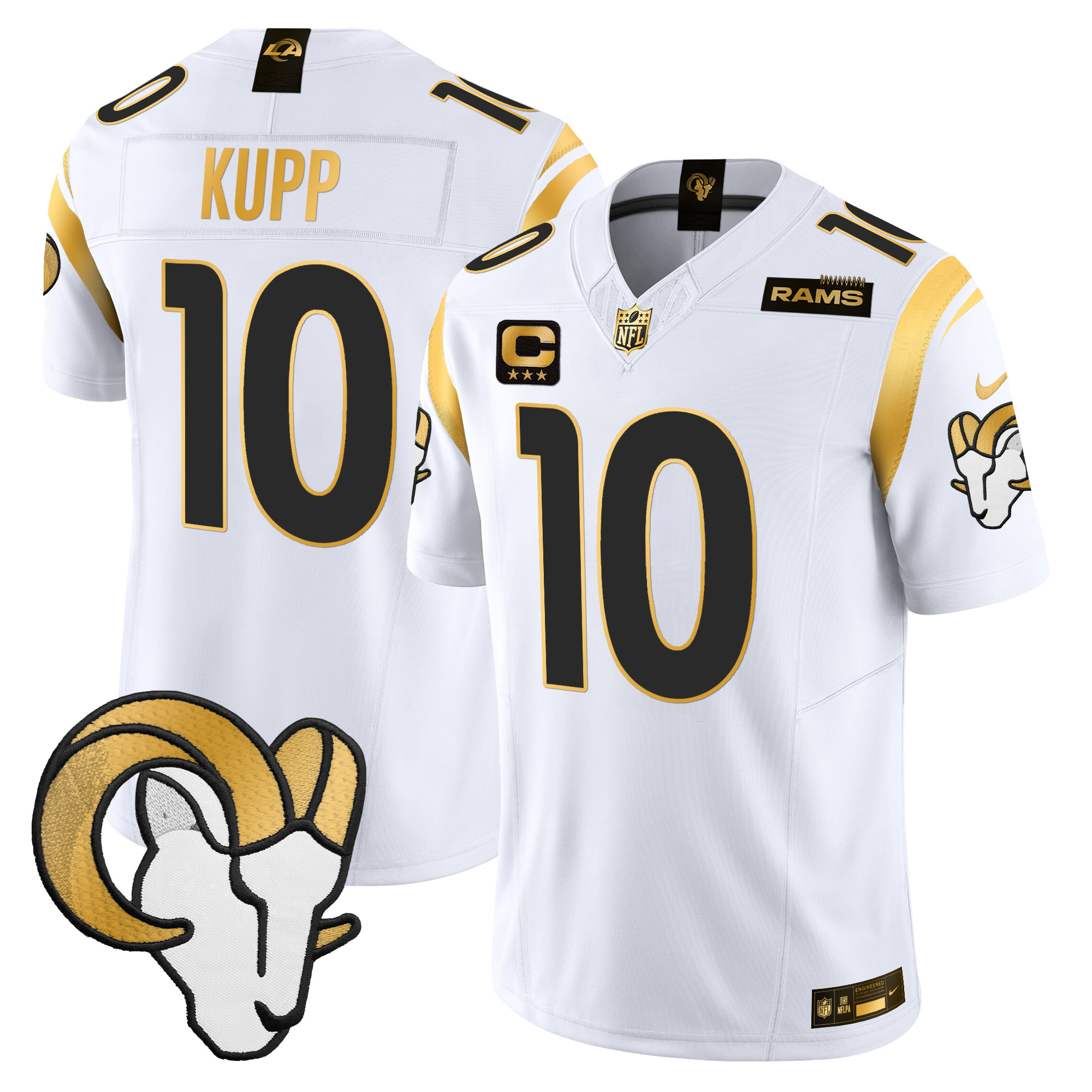 Cooper Kupp Men's Los Angeles Rams 2024 Gold Vapor Limited White Jersey - All Stitched