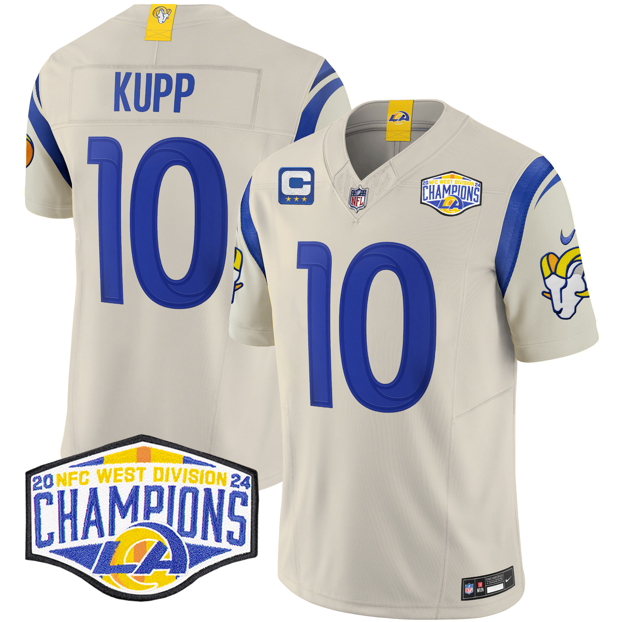 Cooper Kupp Men's Los Angeles Rams 2024 NFC West Division Champions Vapor Limited Bone Jersey - All Stitched