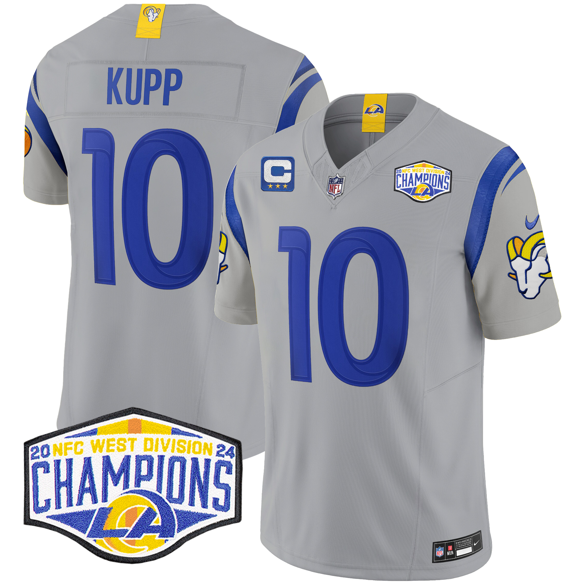 Cooper Kupp Men's Los Angeles Rams 2024 NFC West Division Champions Vapor Limited Gray Jersey - All Stitched
