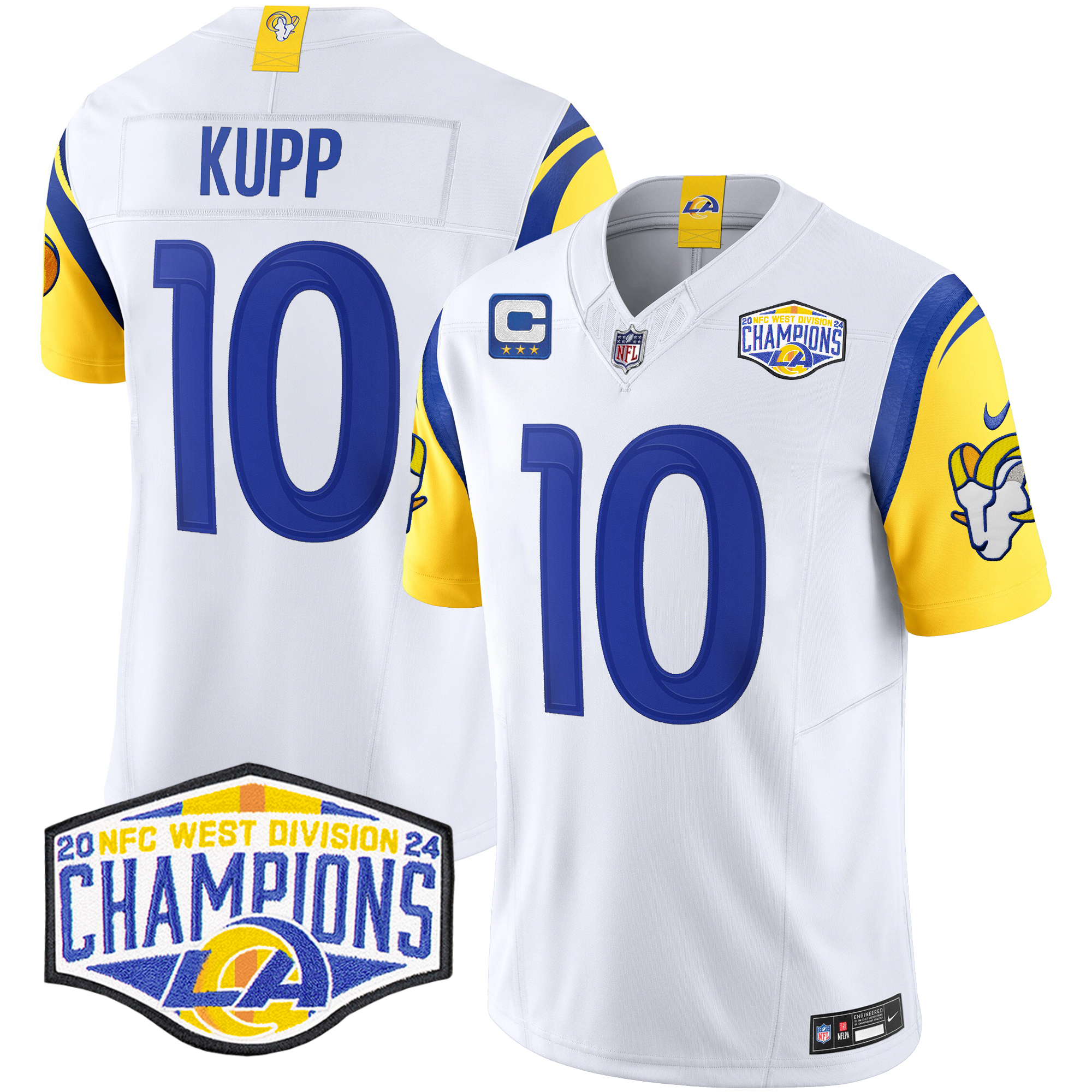 Cooper Kupp Men's Los Angeles Rams 2024 NFC West Division Champions Vapor Limited White Jersey - All Stitched