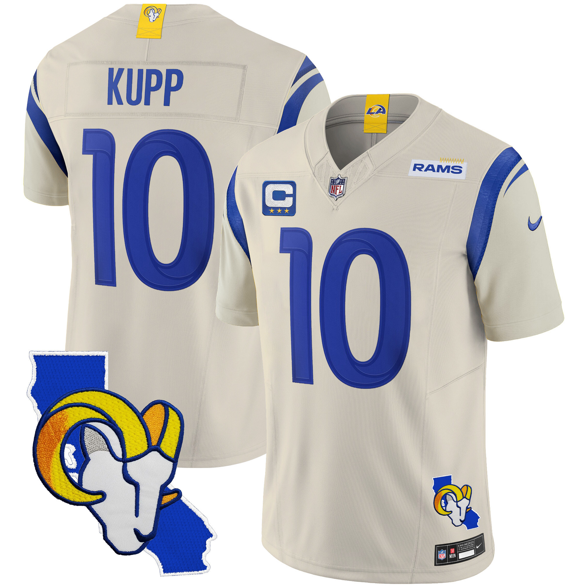 Cooper Kupp Men's Los Angeles Rams California Patch Vapor Limited Bone Jersey - All Stitched