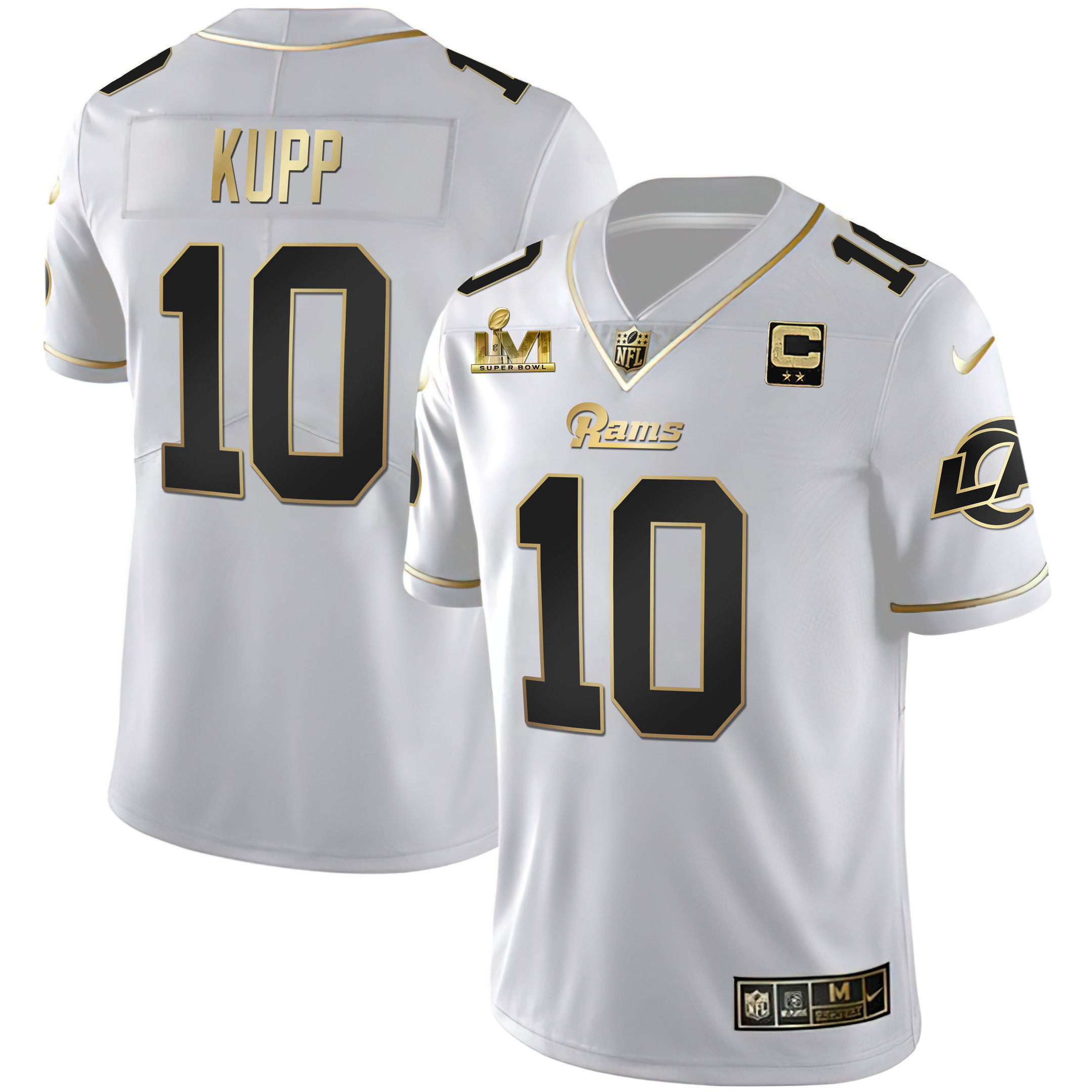 Cooper Kupp Men's Los Angeles Rams Super Bowl LVI White Gold & Black Gold White Gold Jersey - All Stitched
