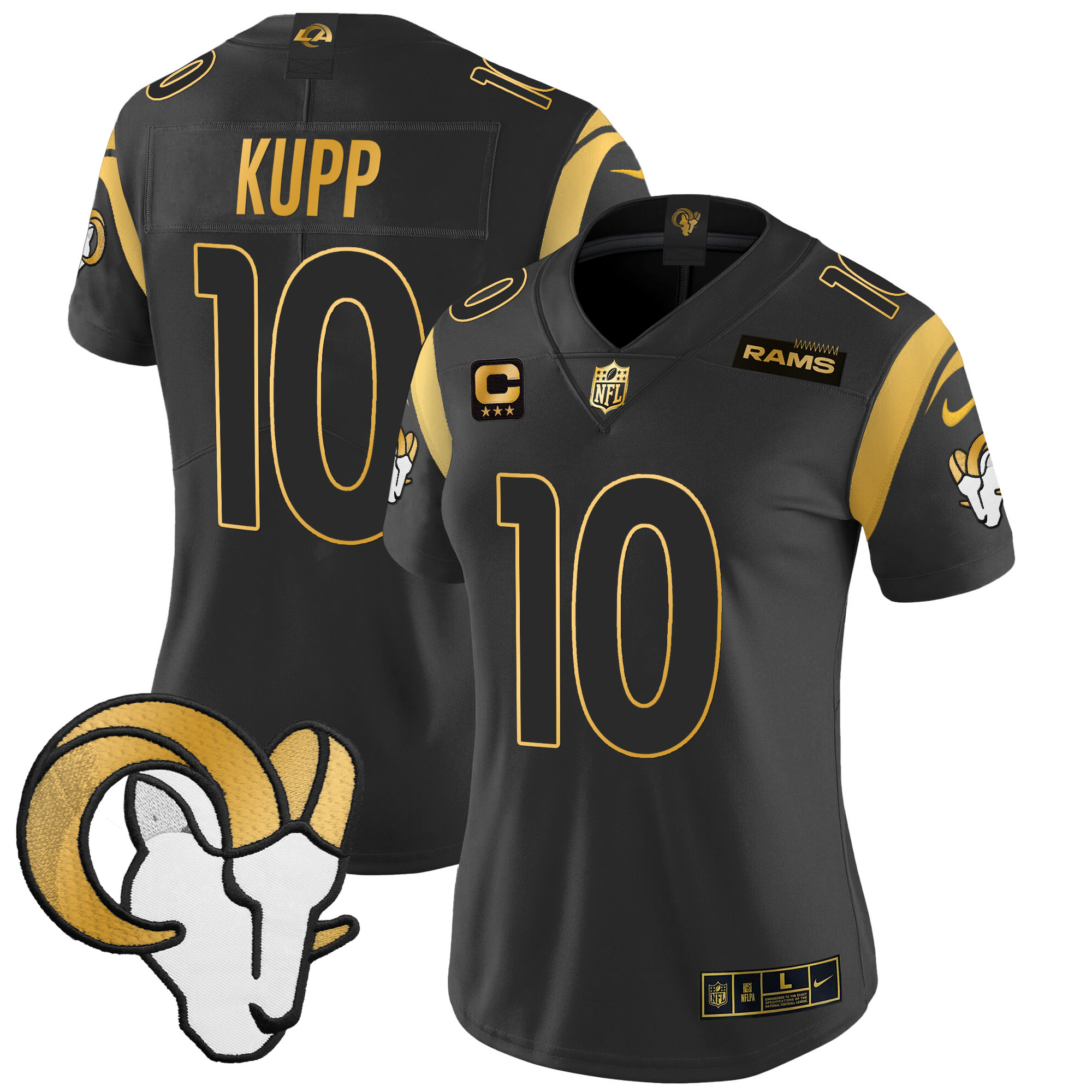 Cooper Kupp Women's Los Angeles Rams 2024 Gold Vapor Limited Black Gold Jersey - All Stitched