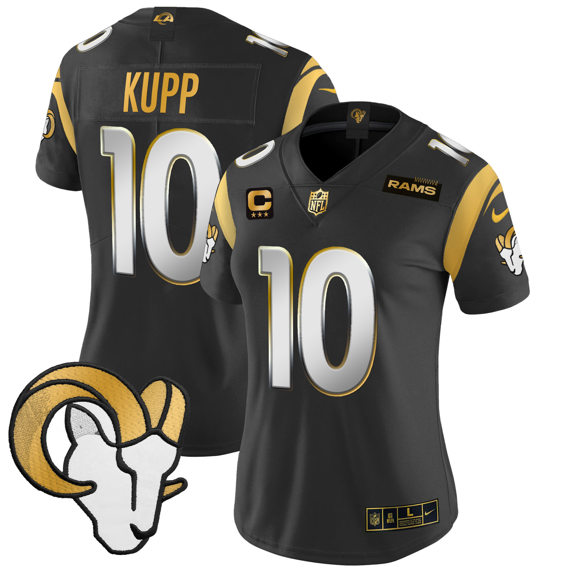 Cooper Kupp Women's Los Angeles Rams 2024 Gold Vapor Limited Black Limited Jersey - All Stitched