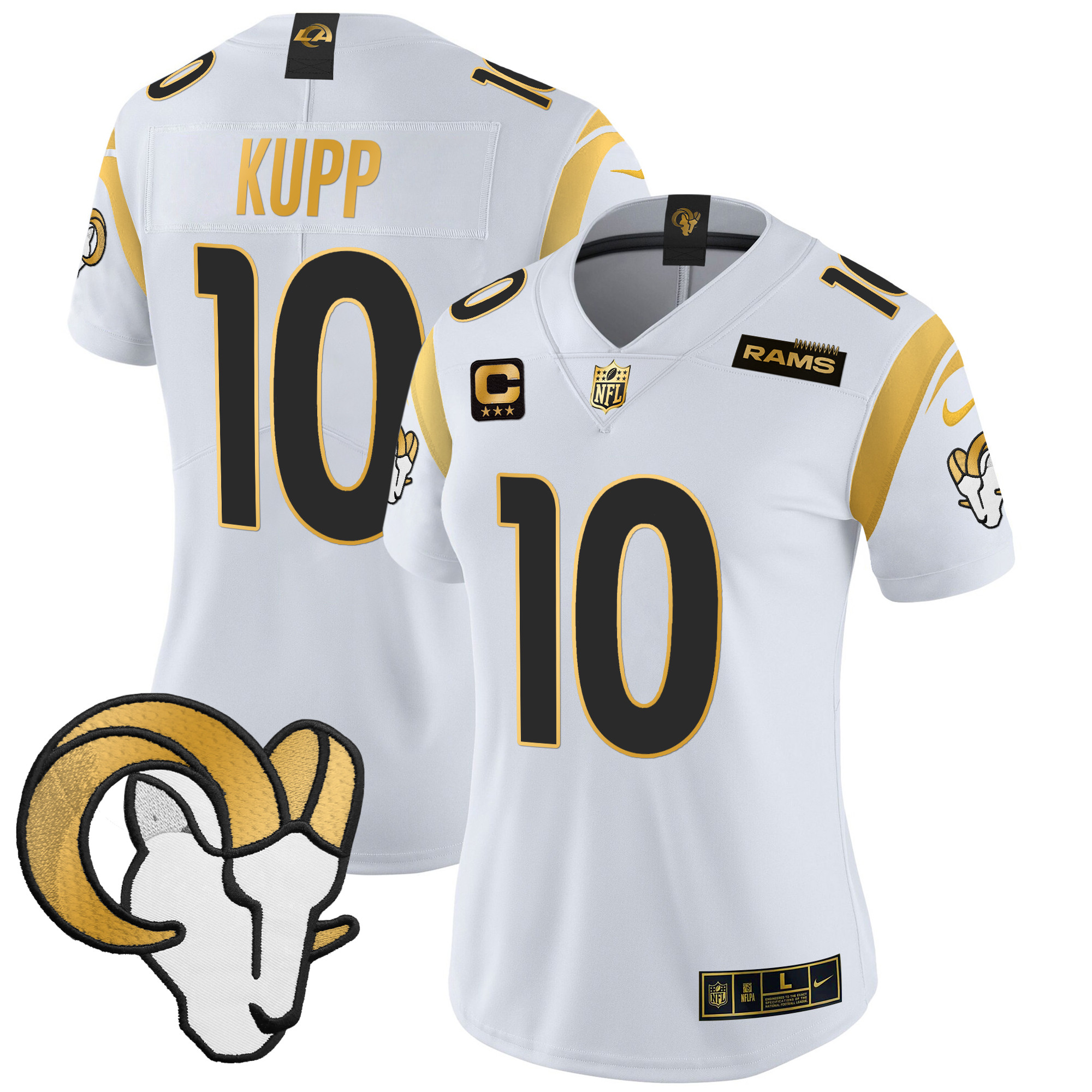 Cooper Kupp Women's Los Angeles Rams 2024 Gold Vapor Limited White Gold Jersey - All Stitched