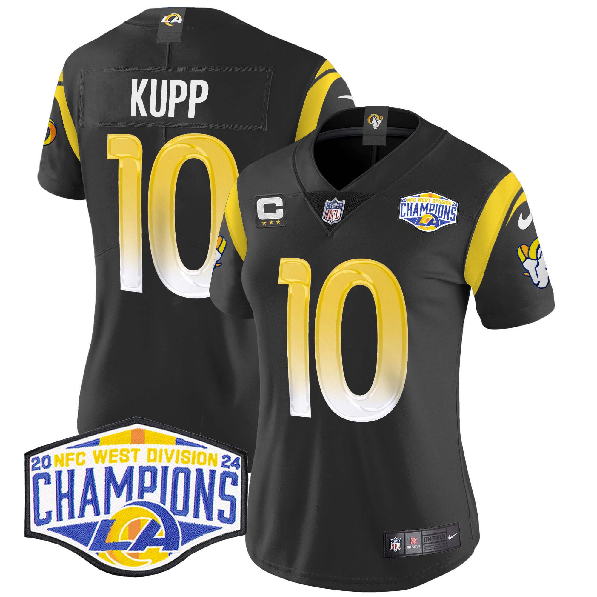 Cooper Kupp Women's Los Angeles Rams 2024 NFC West Division Champions Vapor Limited Black Jersey - All Stitched