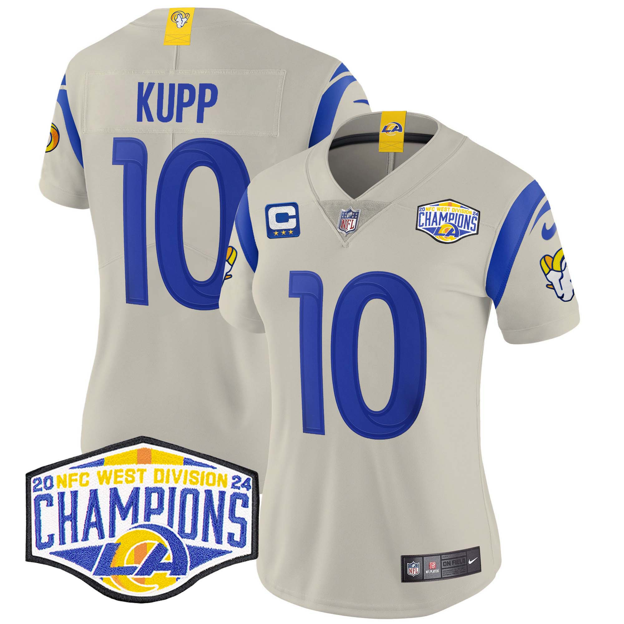Cooper Kupp Women's Los Angeles Rams 2024 NFC West Division Champions Vapor Limited Bone Jersey - All Stitched