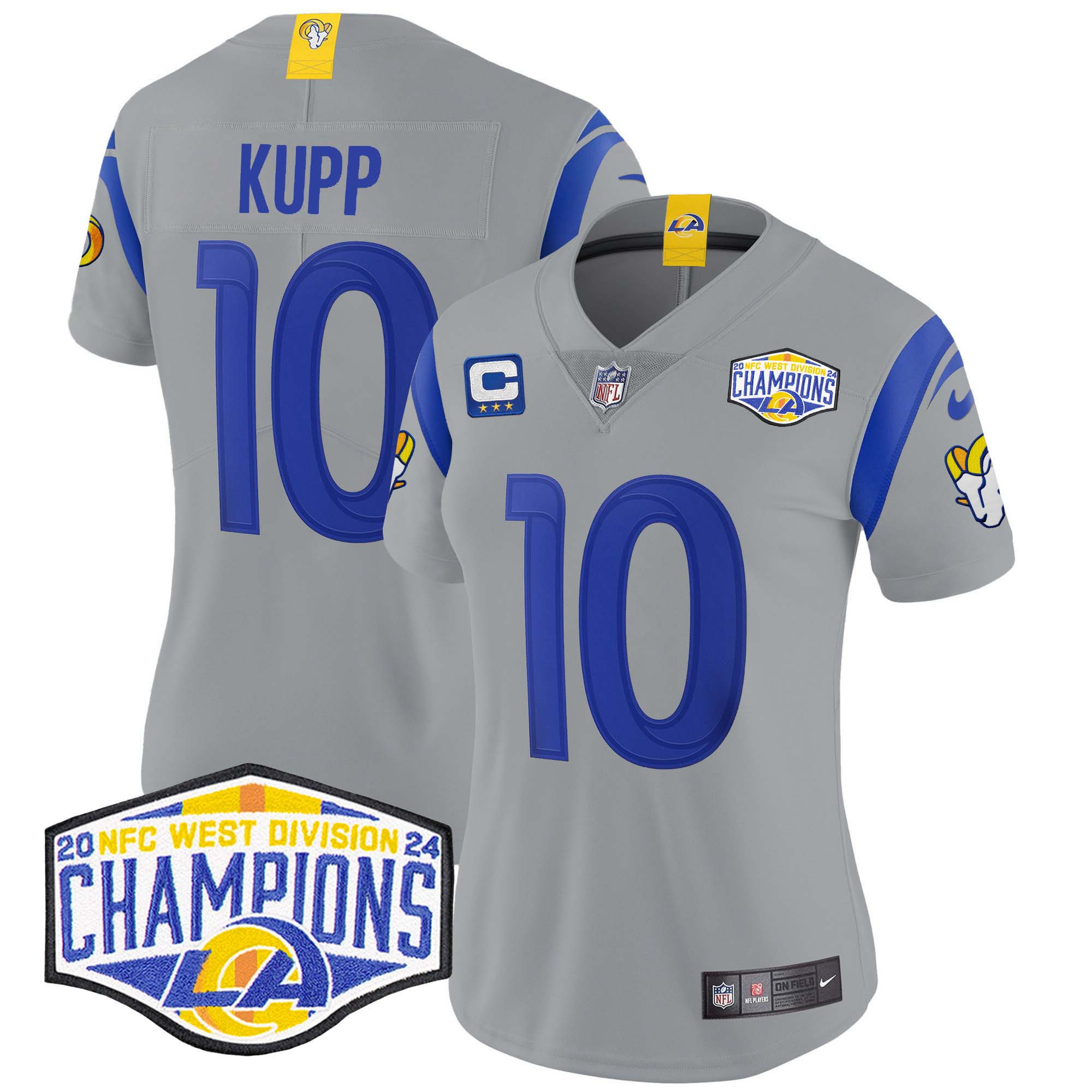 Cooper Kupp Women's Los Angeles Rams 2024 NFC West Division Champions Vapor Limited Gray Jersey - All Stitched