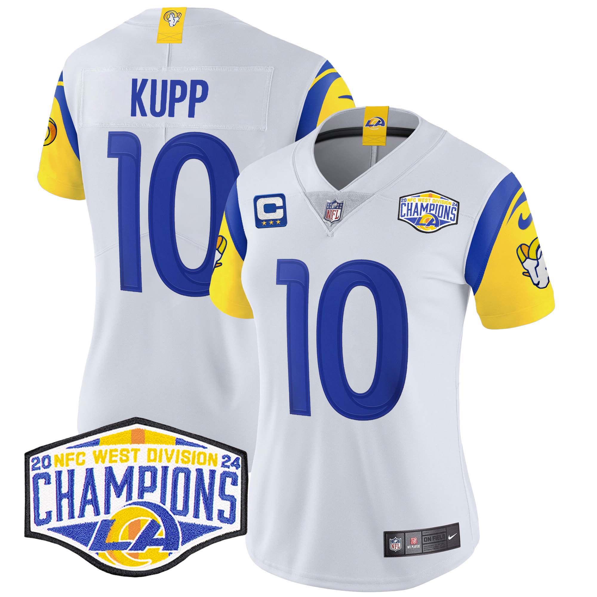 Cooper Kupp Women's Los Angeles Rams 2024 NFC West Division Champions Vapor Limited White Jersey - All Stitched