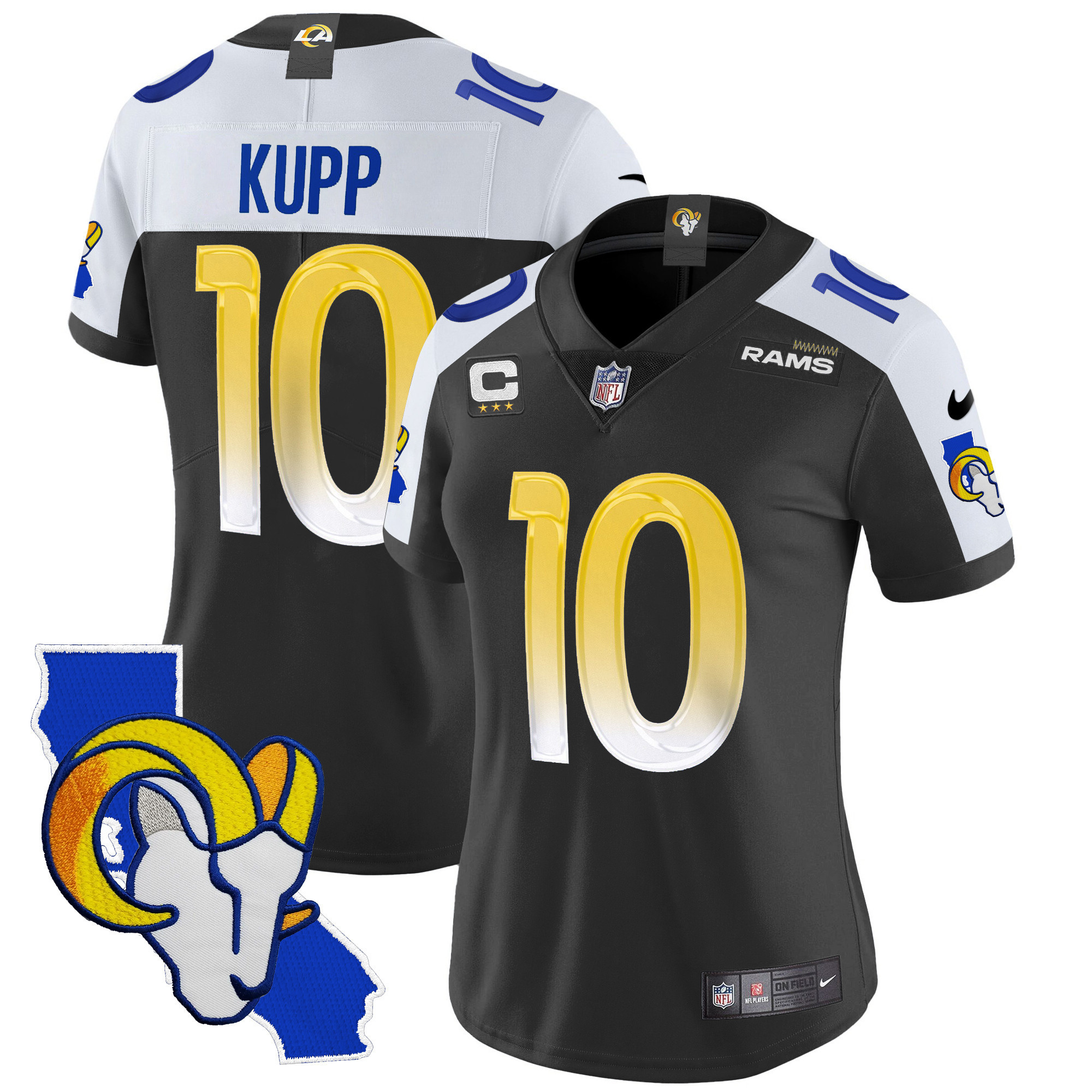 Cooper Kupp Women's Los Angeles Rams California Patch Vapor Limited Black Alternate Jersey - All Stitched