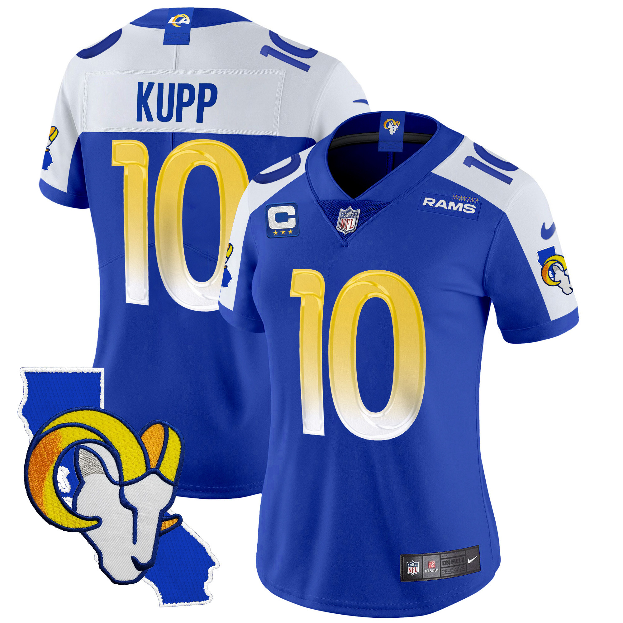 Cooper Kupp Women's Los Angeles Rams California Patch Vapor Limited Royal Alternate Jersey - All Stitched