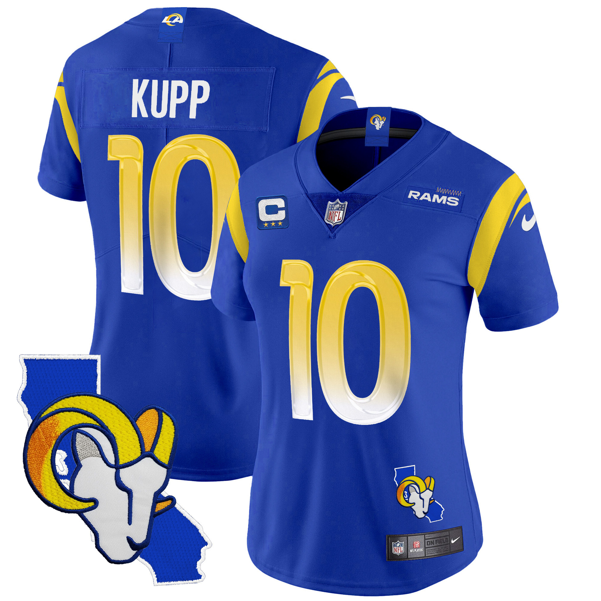 Cooper Kupp Women's Los Angeles Rams California Patch Vapor Limited Royal Jersey - All Stitched