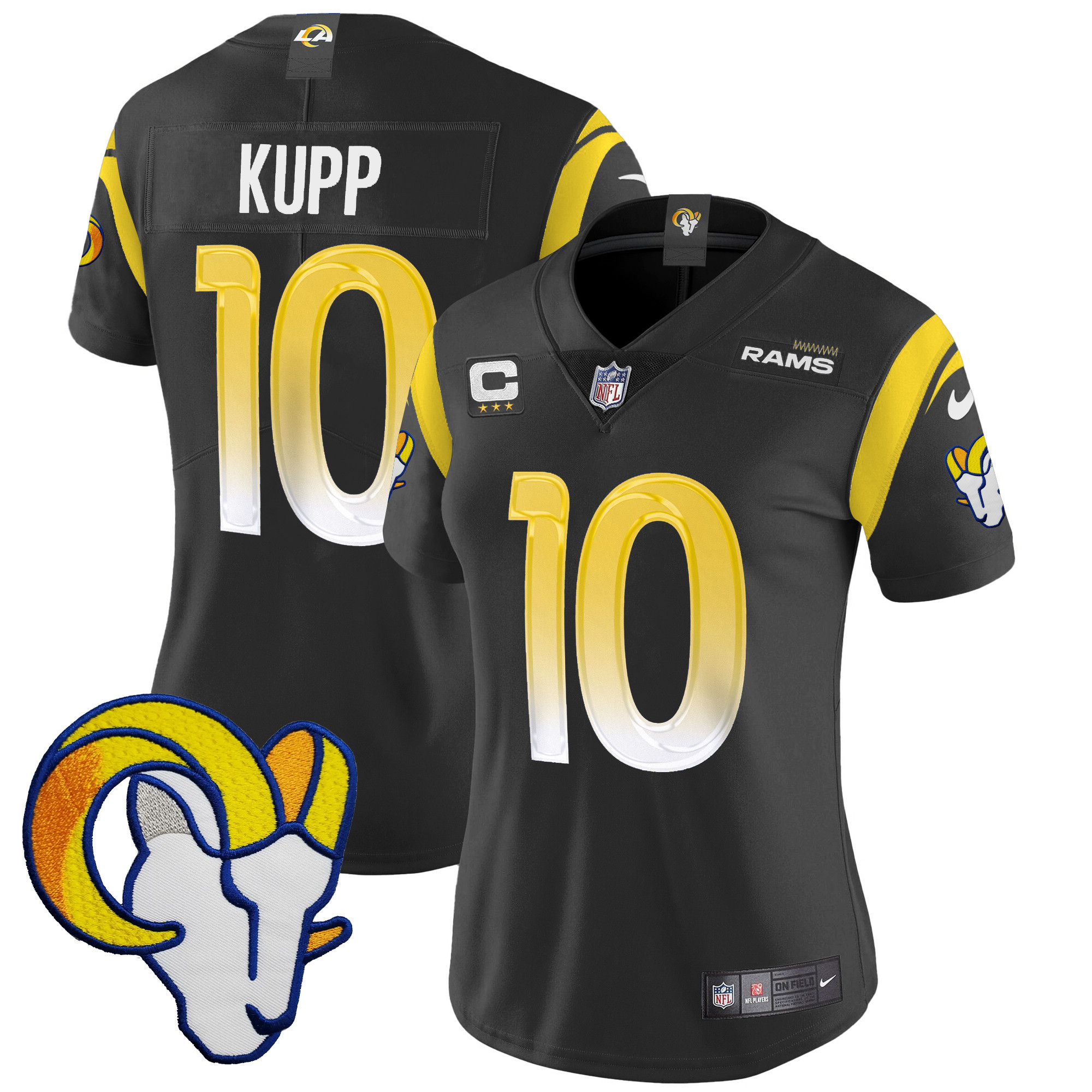 Cooper Kupp Women's Los Angeles Rams Vapor Limited Black Jersey - All Stitched
