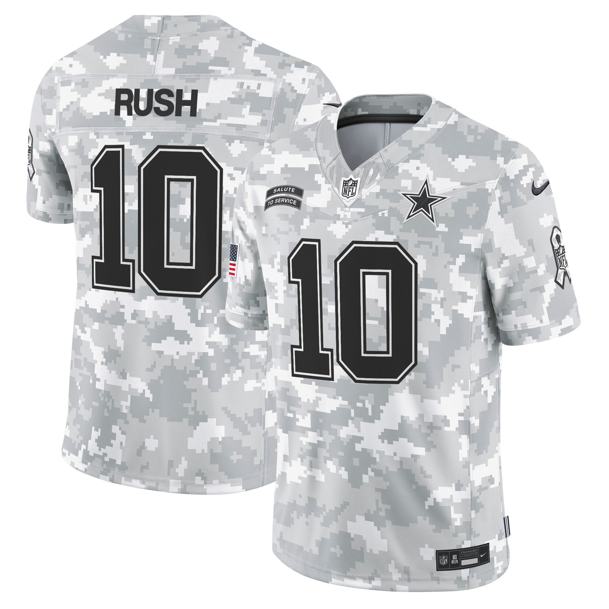 Cooper Rush Men's Dallas Cowboys 2024 Salute to Service Vapor Limited Arctic Camo Jersey - All Stitched