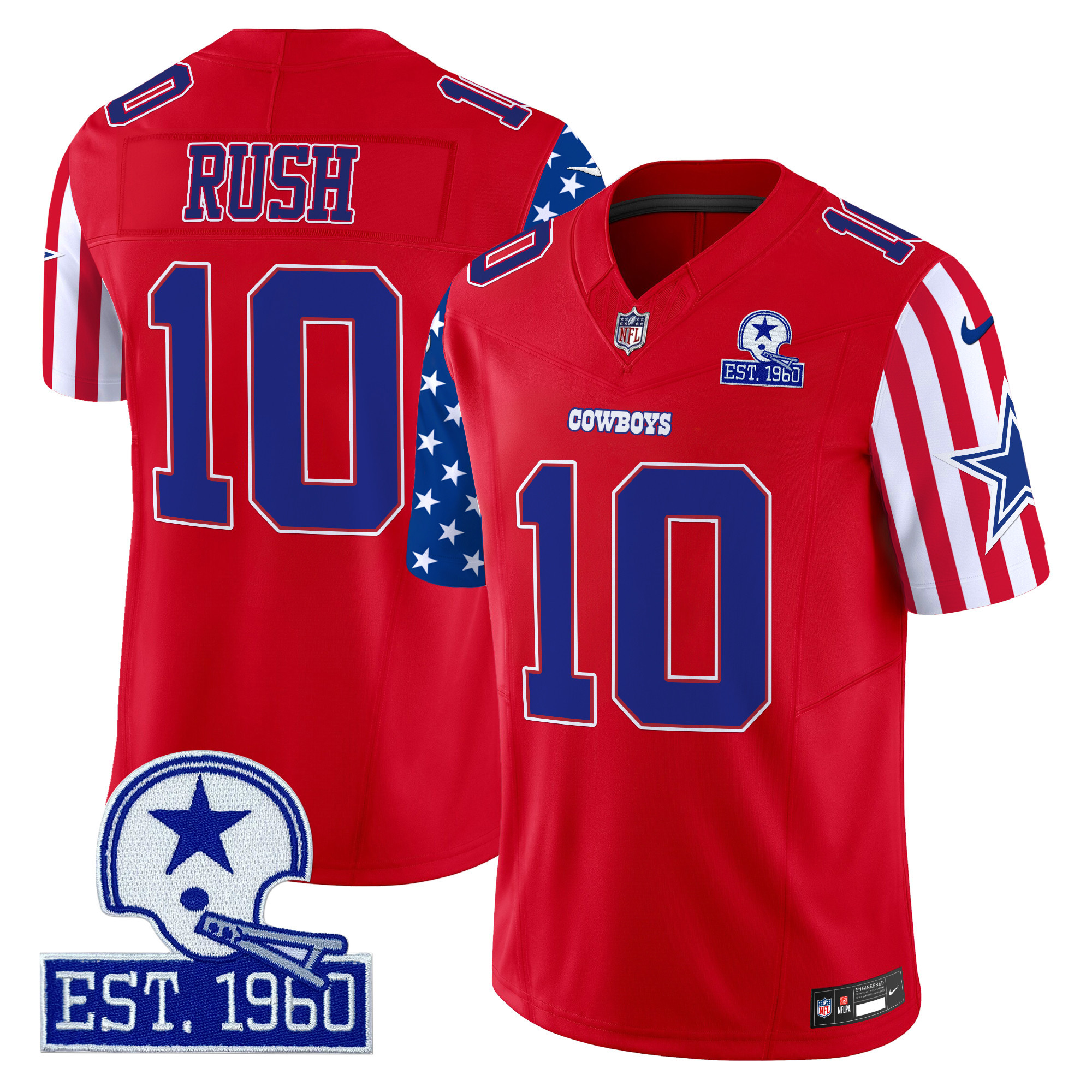 Cooper Rush Men's Dallas Cowboys American Style Vapor Limited Red Jersey - All Stitched