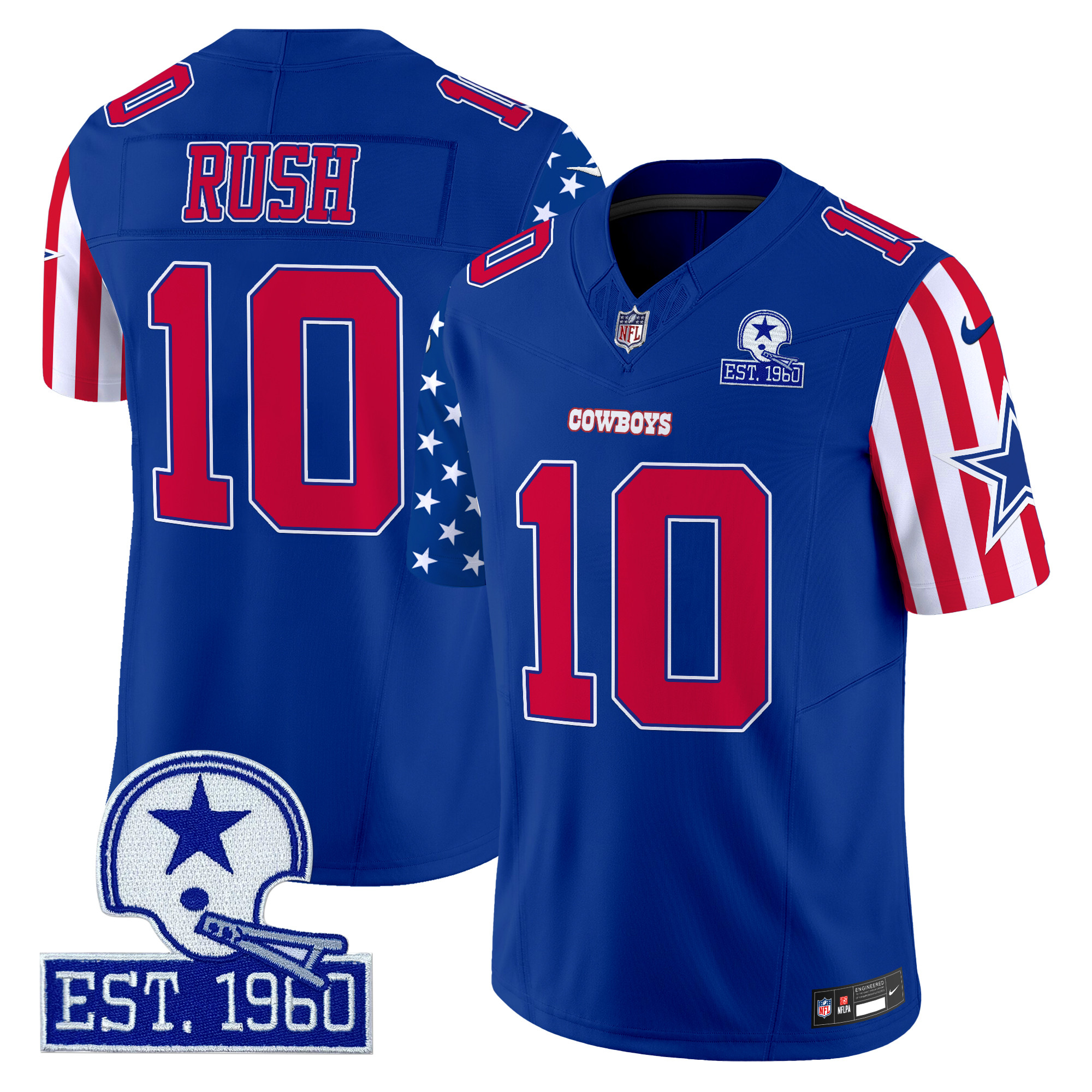 Cooper Rush Men's Dallas Cowboys American Style Vapor Limited Royal Jersey - All Stitched