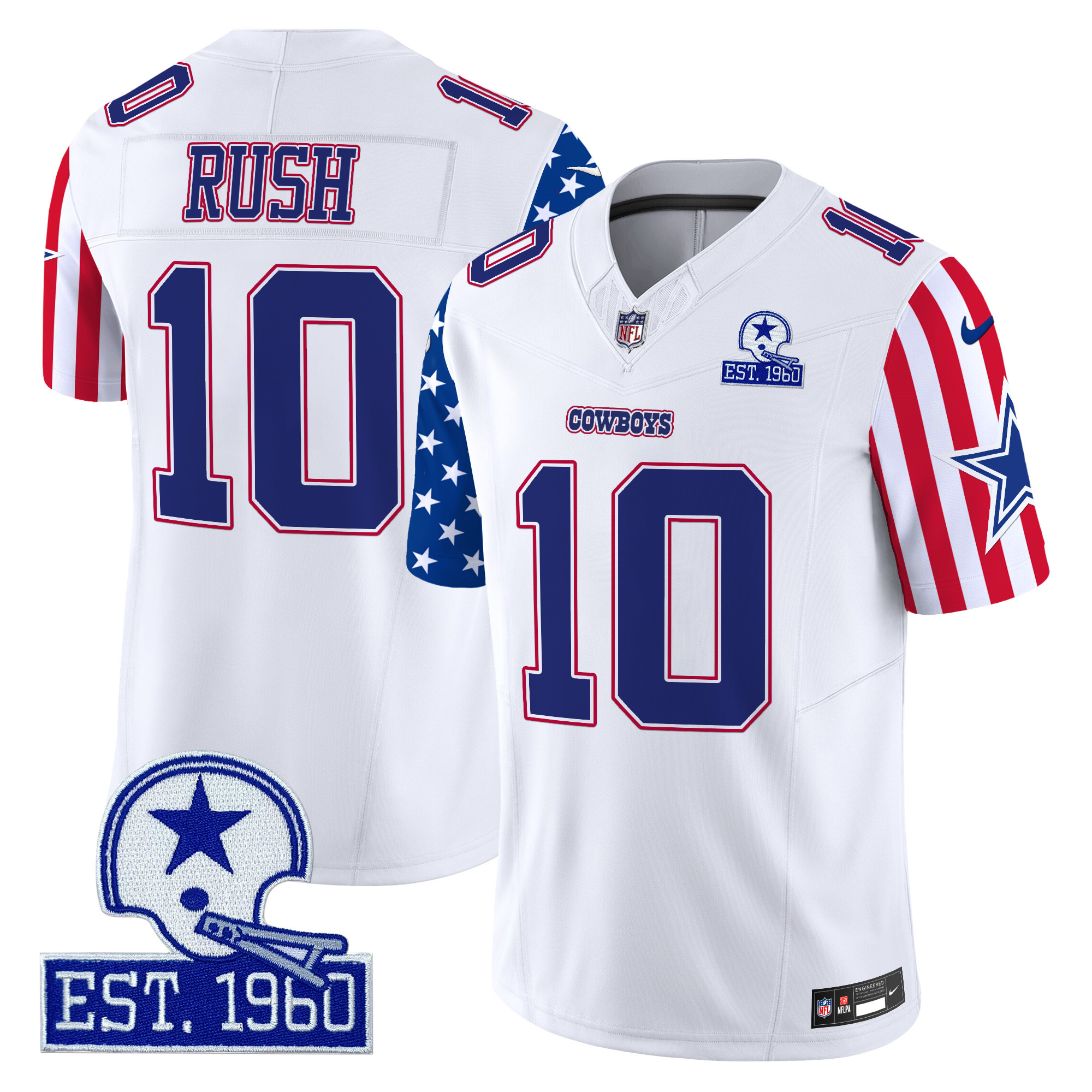 Cooper Rush Men's Dallas Cowboys American Style Vapor Limited White Jersey - All Stitched