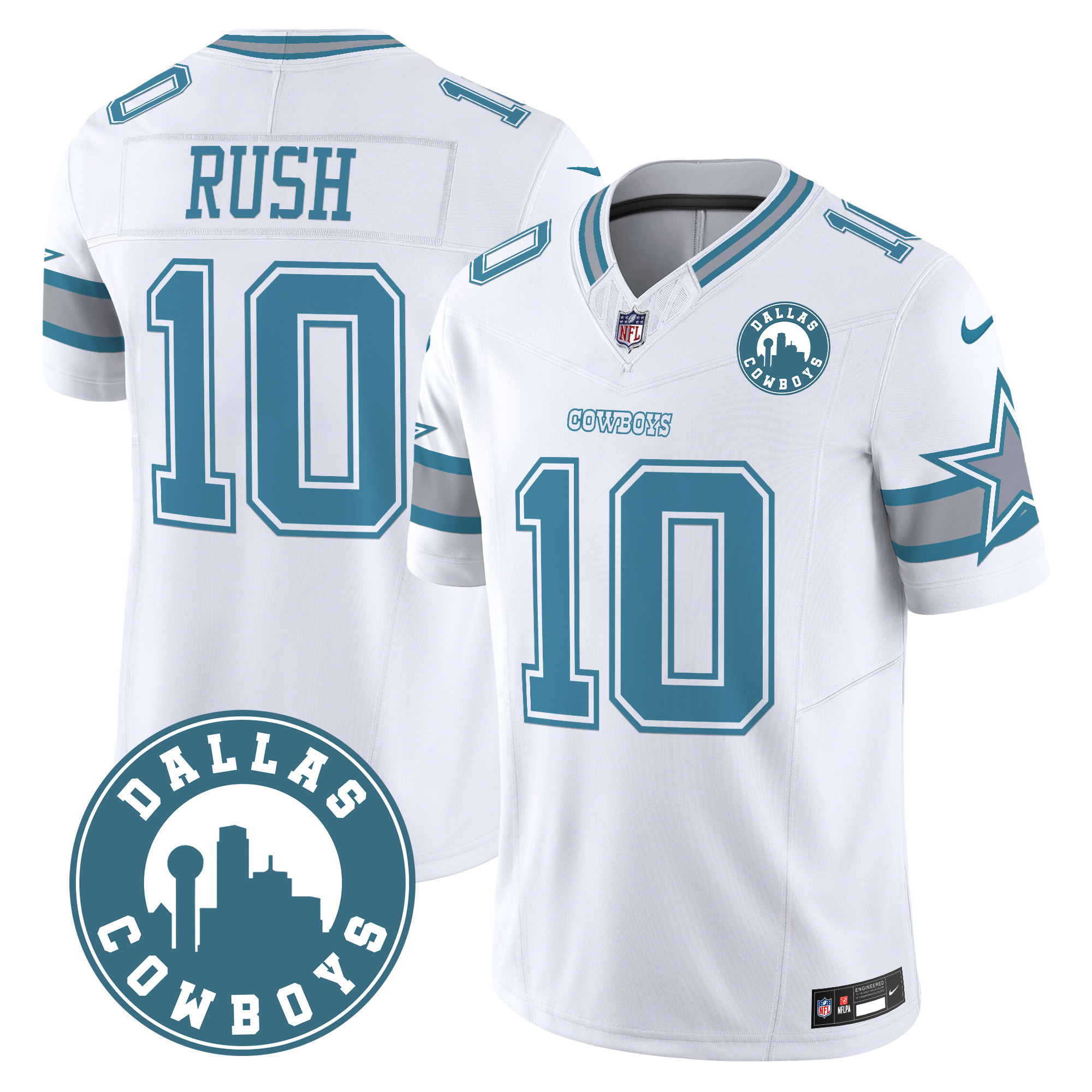 Cooper Rush Men's Dallas Cowboys "Dallas City" Patch Vapor Limited Heritage Jersey - All Stitched