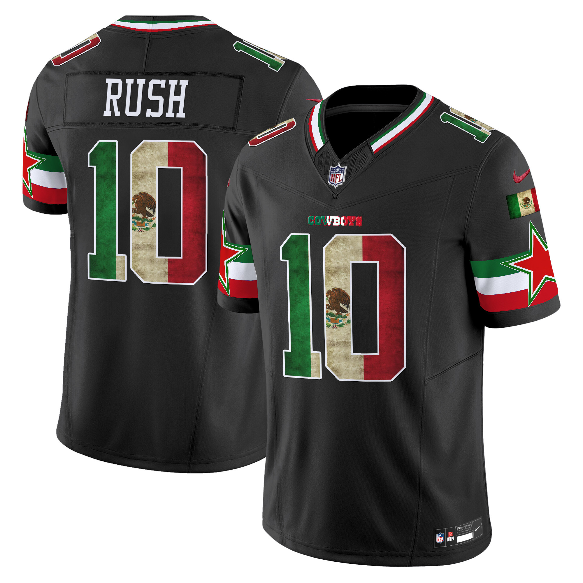 Cooper Rush Men's Dallas Cowboys Mexico Vapor Limited Black Jersey - All Stitched