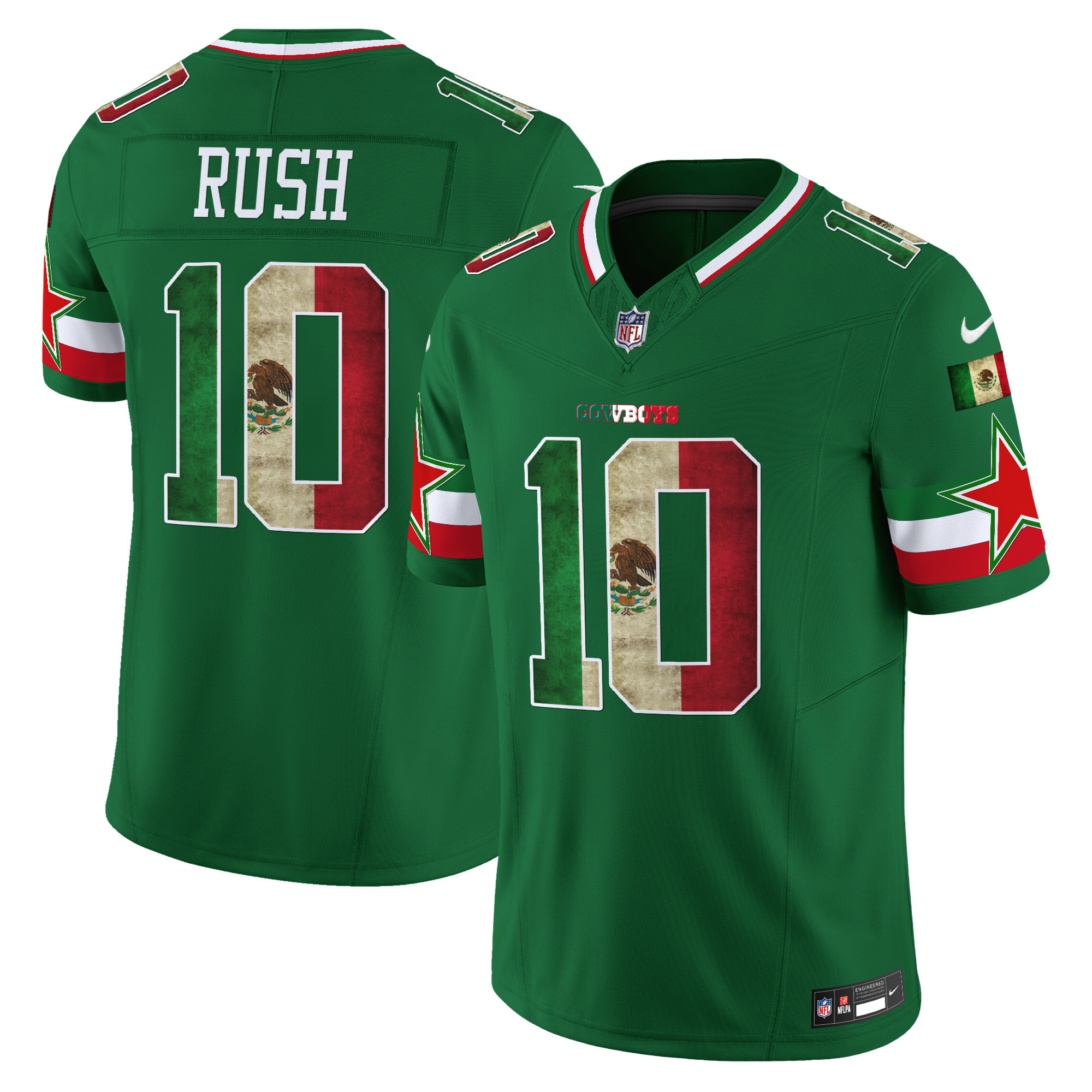 Cooper Rush Men's Dallas Cowboys Mexico Vapor Limited Green Jersey - All Stitched