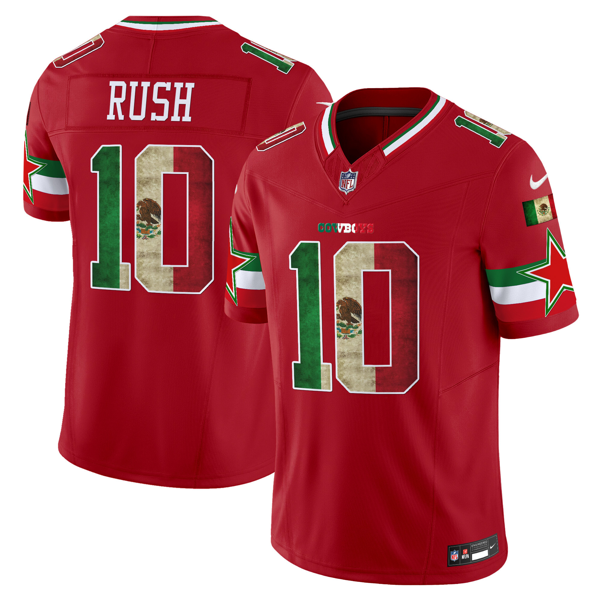 Cooper Rush Men's Dallas Cowboys Mexico Vapor Limited Red Jersey - All Stitched