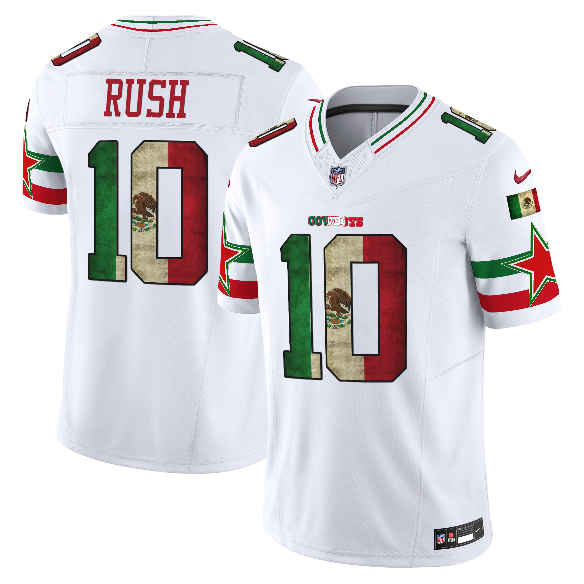 Cooper Rush Men's Dallas Cowboys Mexico Vapor Limited White Jersey - All Stitched