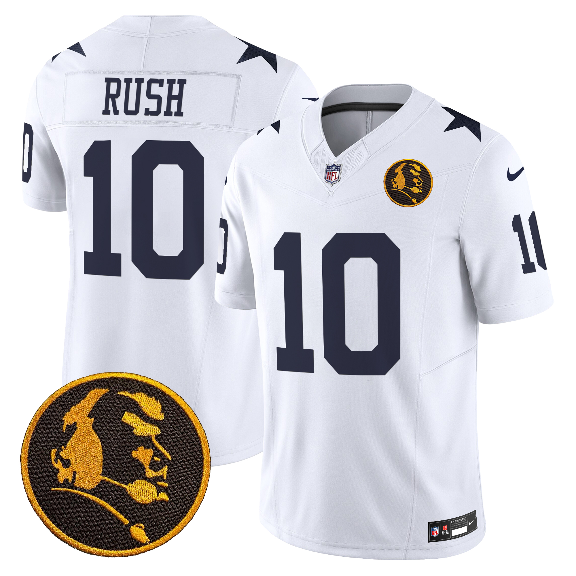 Cooper Rush Men's Dallas Cowboys Texas & John Madden Patch Vapor Limited White Jersey - All Stitched