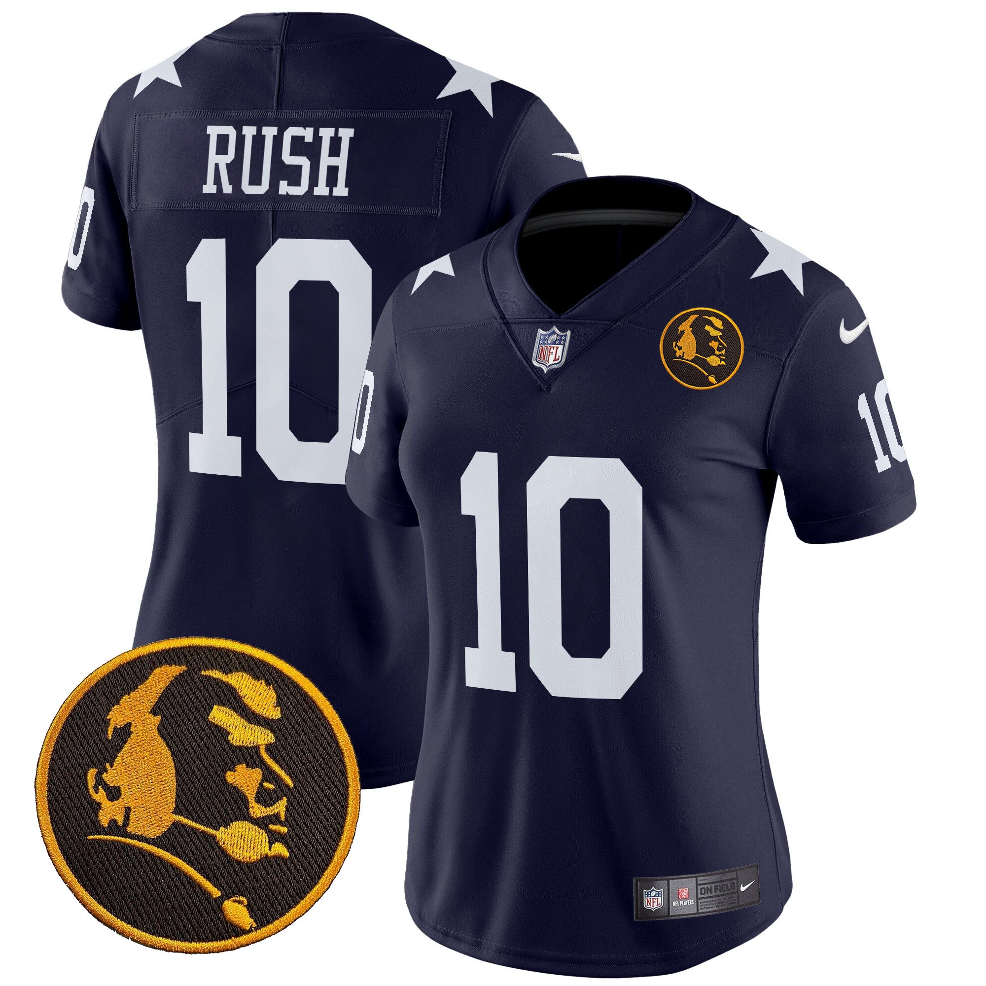Cooper Rush Women's Dallas Cowboys Texas & John Madden Patch Vapor Limited Navy Jersey - All Stitched