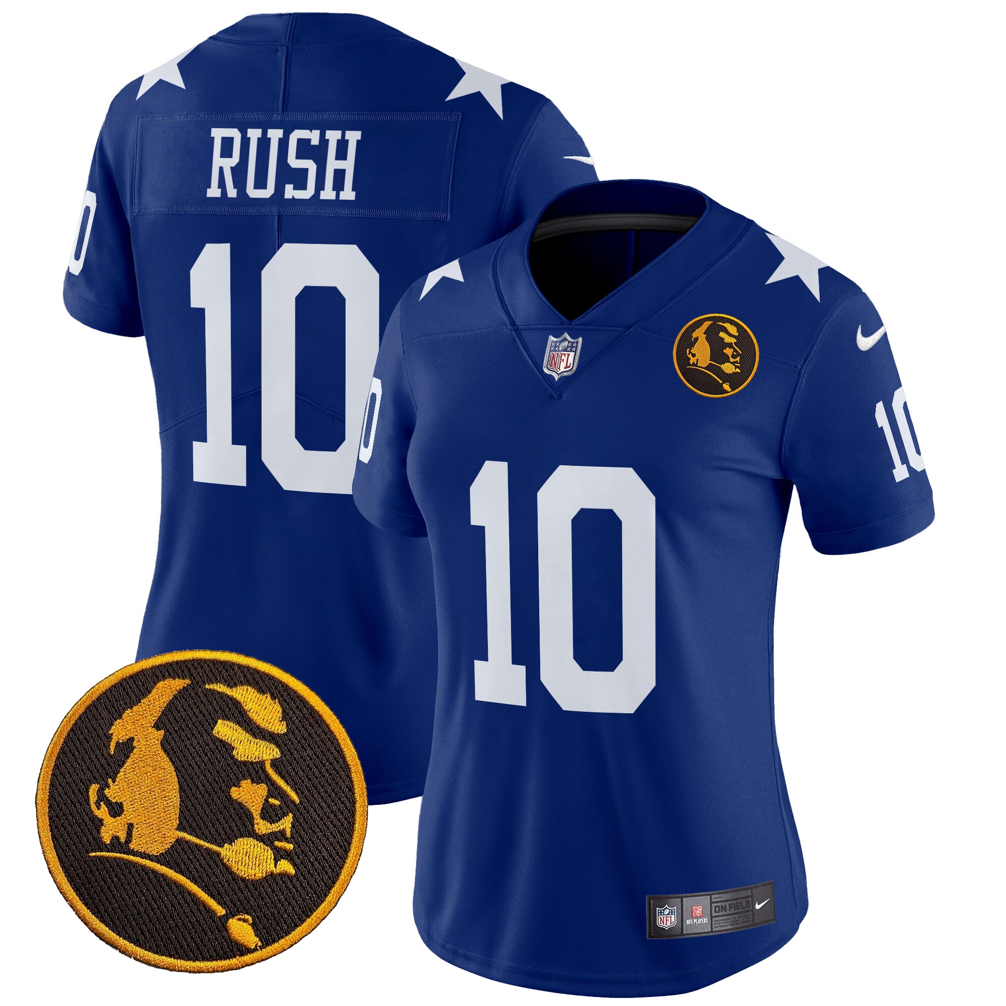 Cooper Rush Women's Dallas Cowboys Texas & John Madden Patch Vapor Limited Royal Jersey - All Stitched